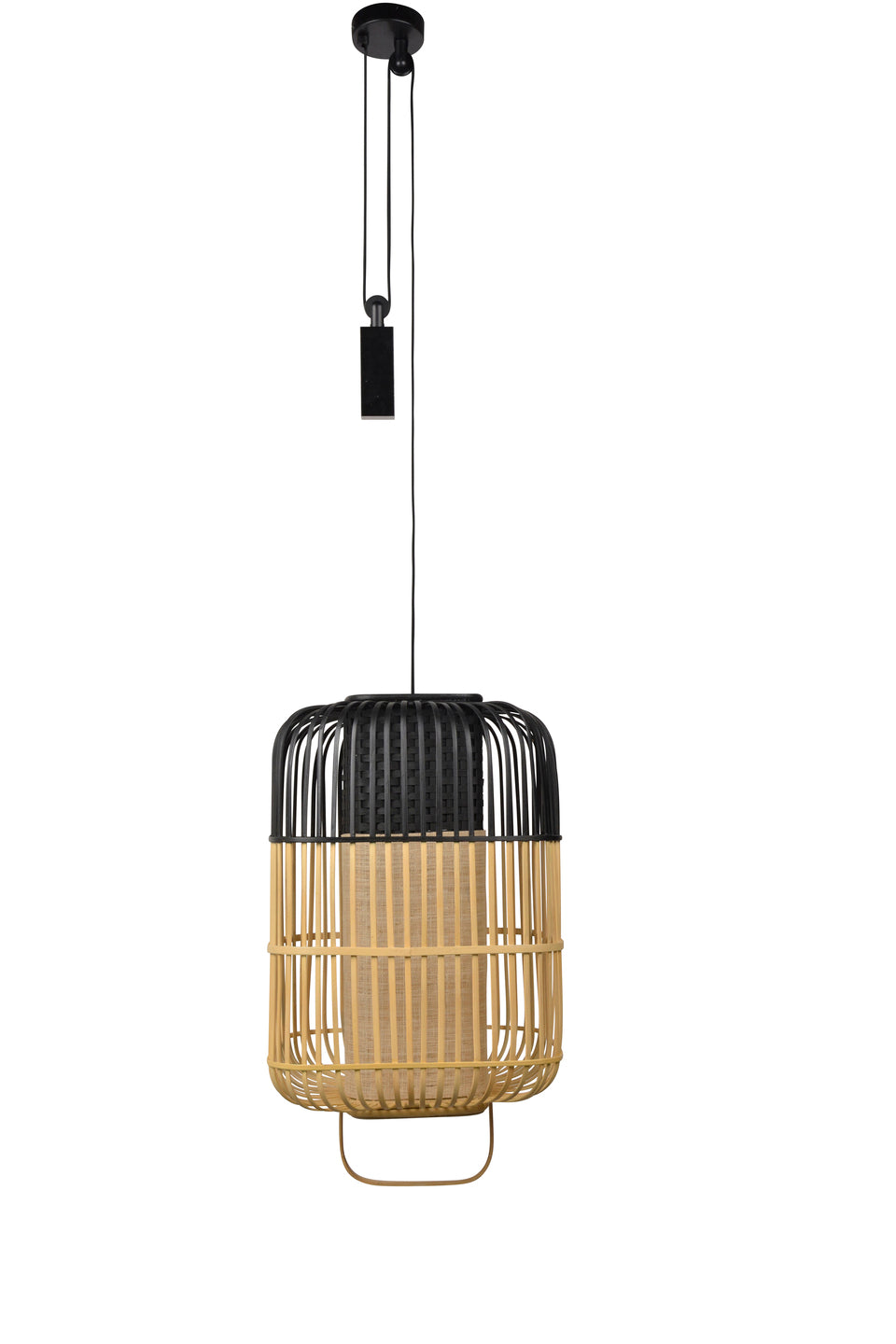 Square hanging lamp Bamboo black