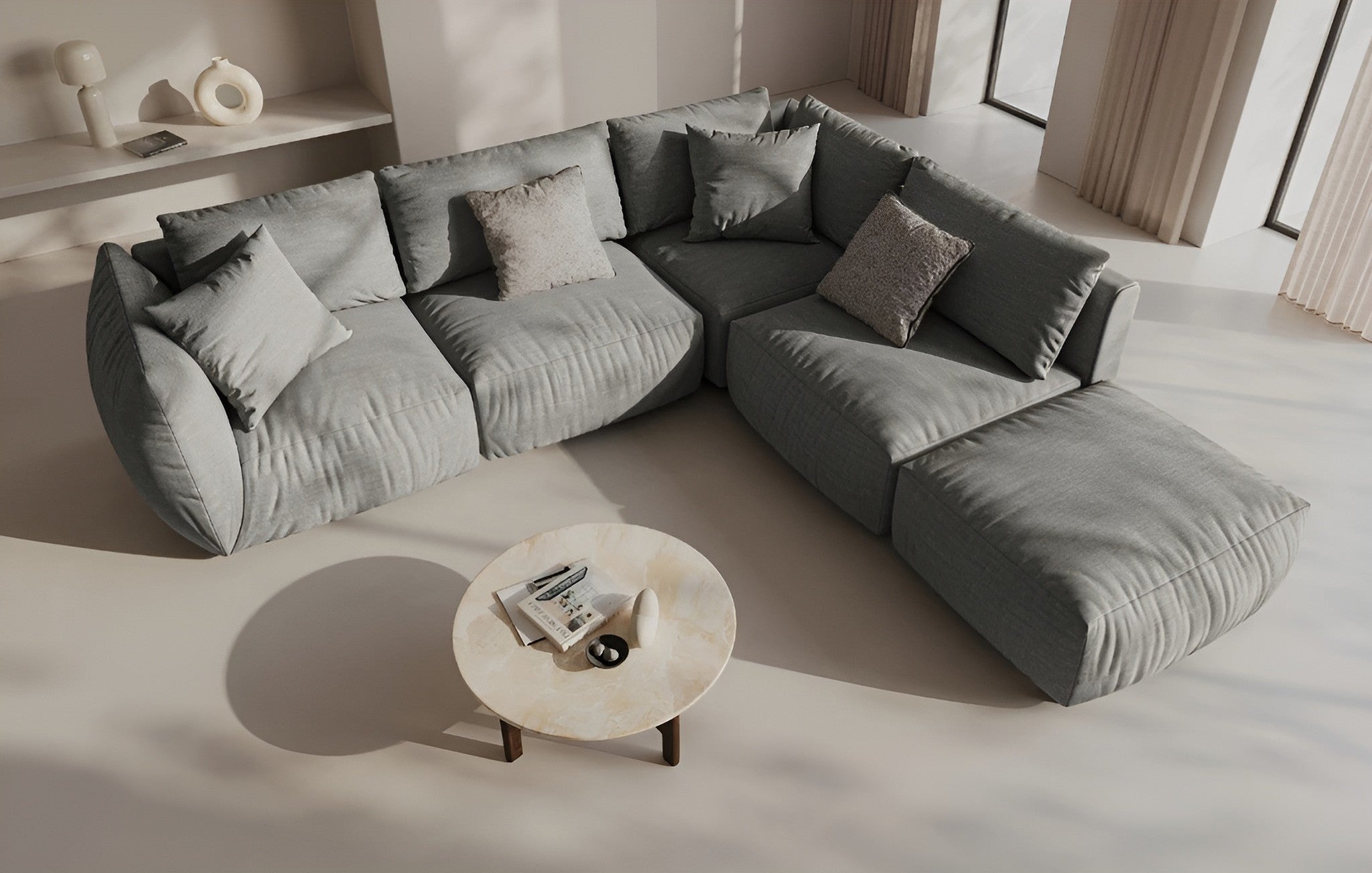 Sofa modułowa aksamitna CHRIS - element prawostronny szary