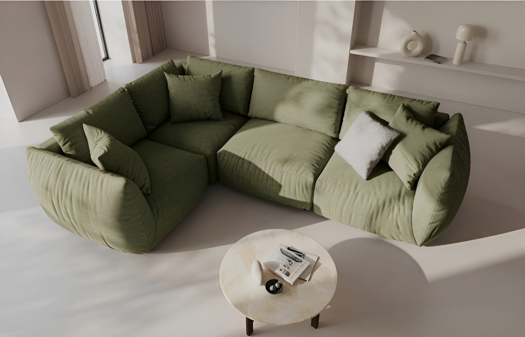 Sofa modułowa CHRIS - element prawostronny jasnozielony szenil
