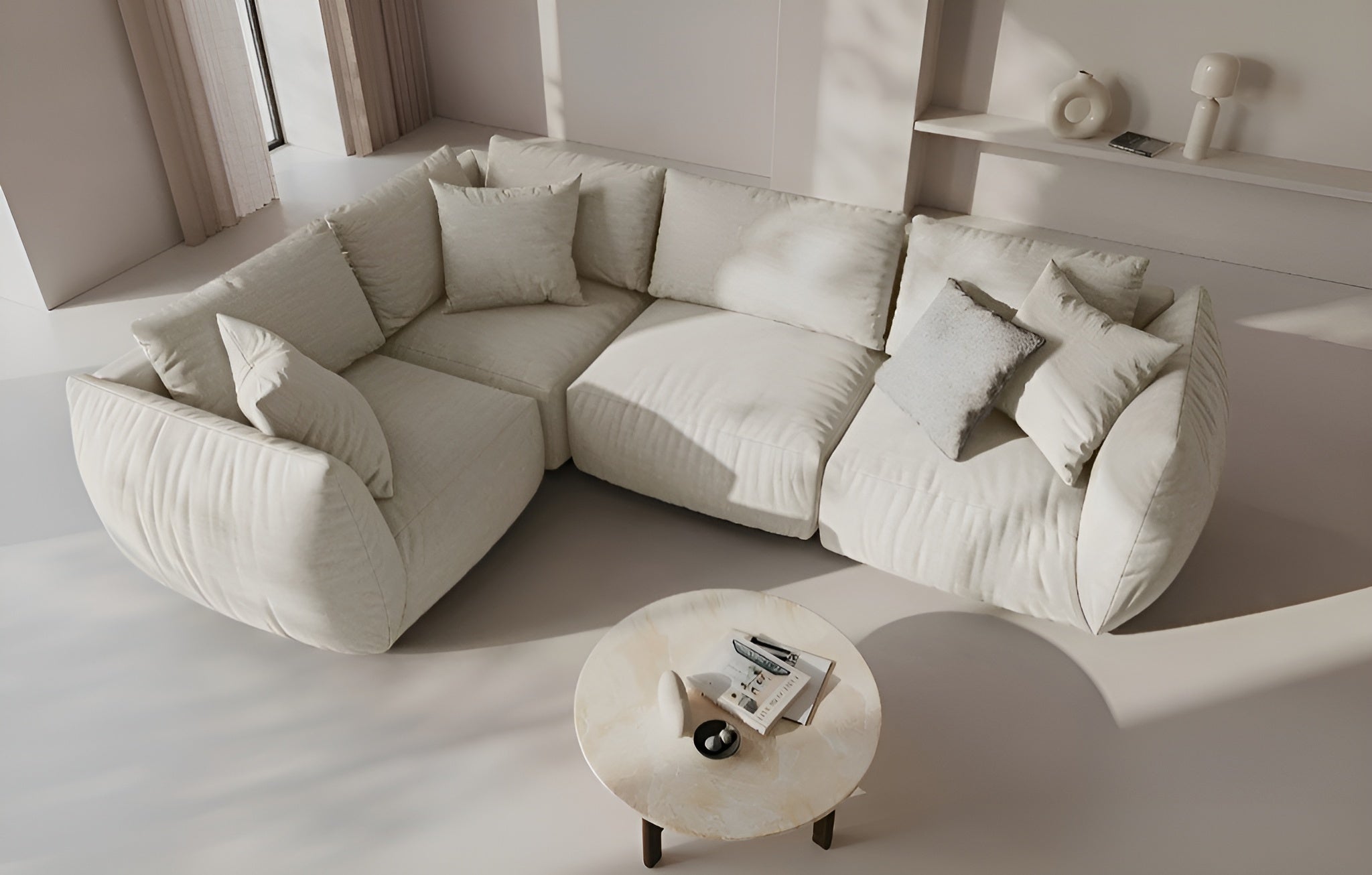 Sofa modułowa CHRIS - element lewostronny kremowy szenil