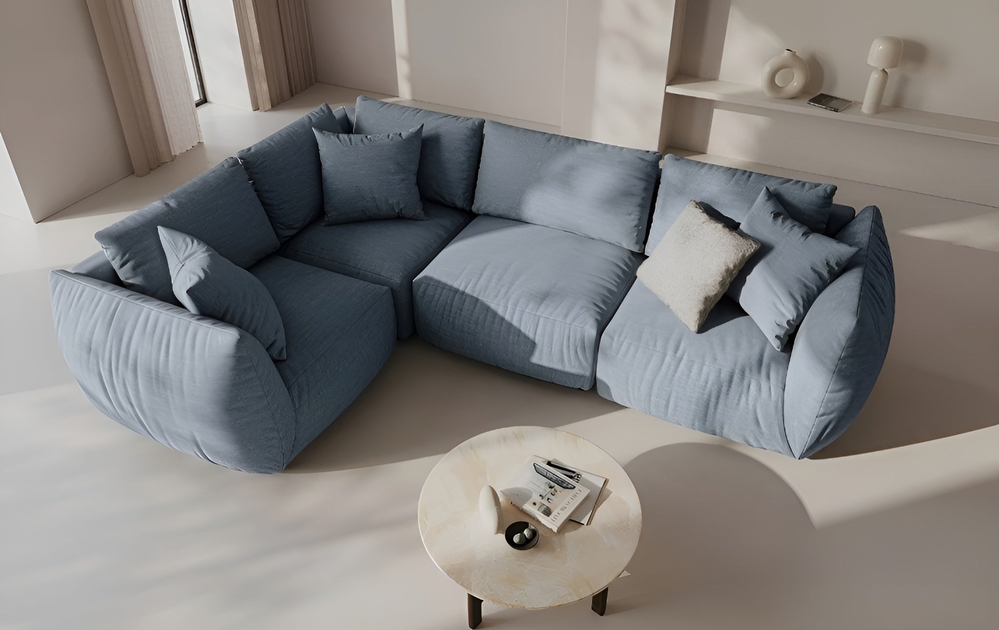 Sofa modułowa CHRIS - element lewostronny jasnoniebieski szenil