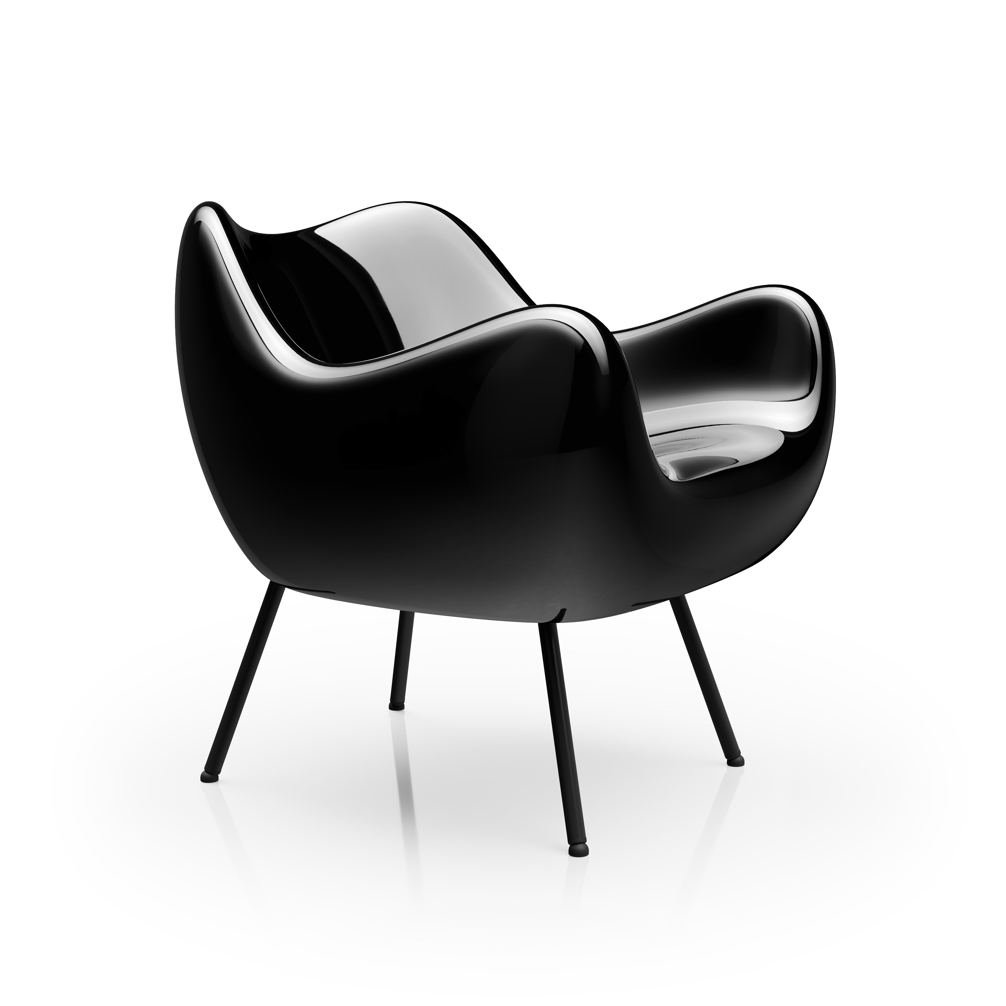Fotel RM58 CLASSIC z czarną podstawą Vzór Czarny   Eye on Design
