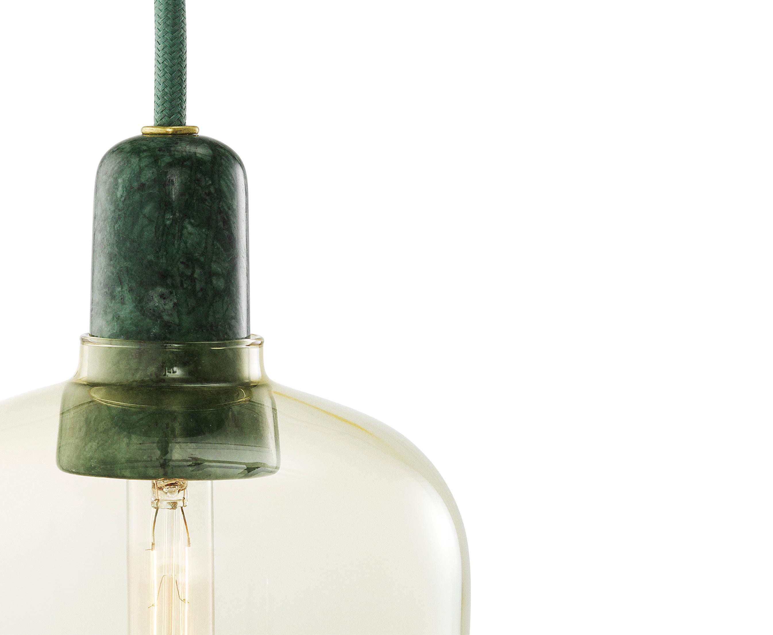 AMP LARGE Hängelampe gelbes Glas mit grünem Marmor