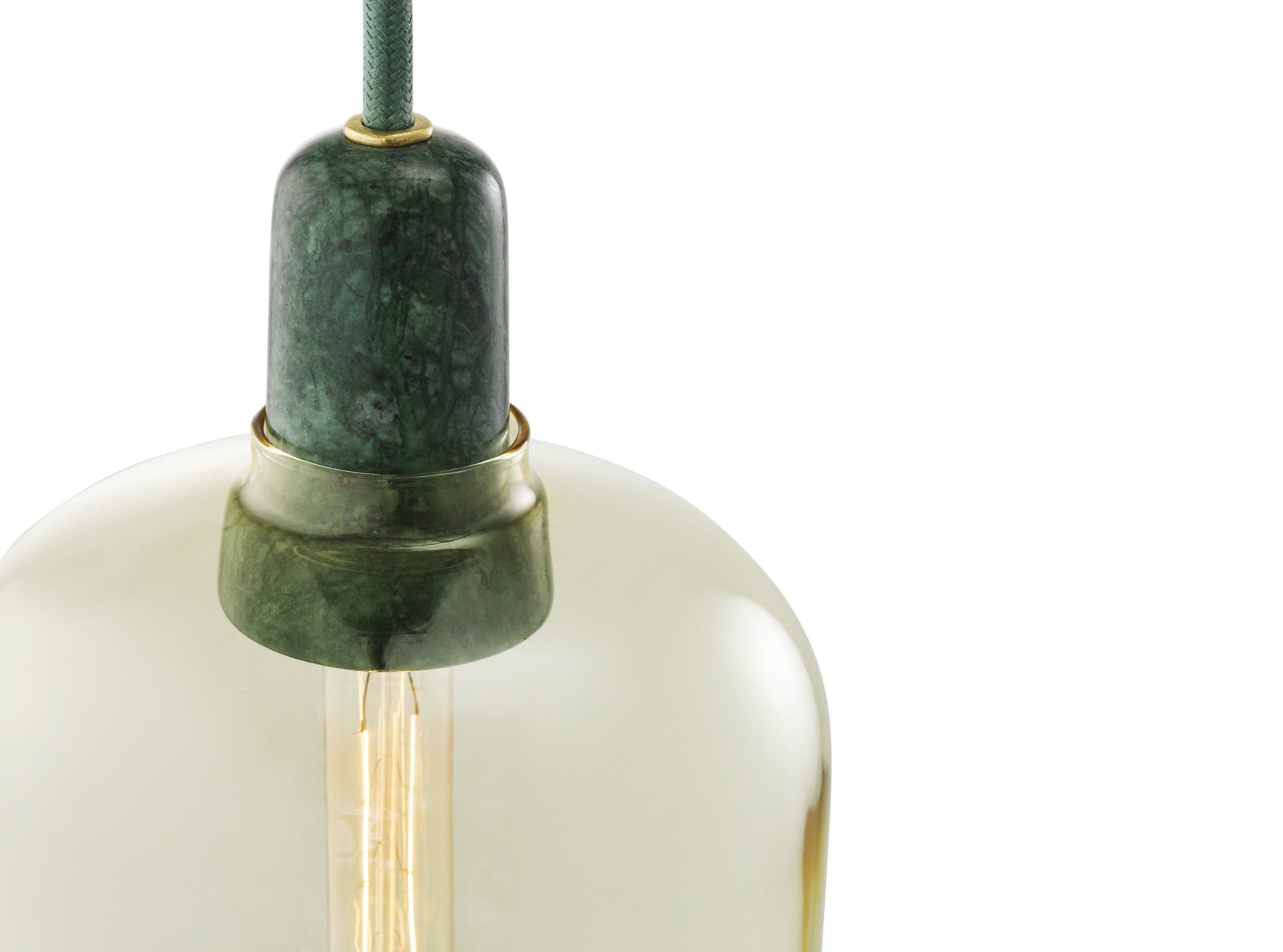 AMP LARGE Hängelampe gelbes Glas mit grünem Marmor
