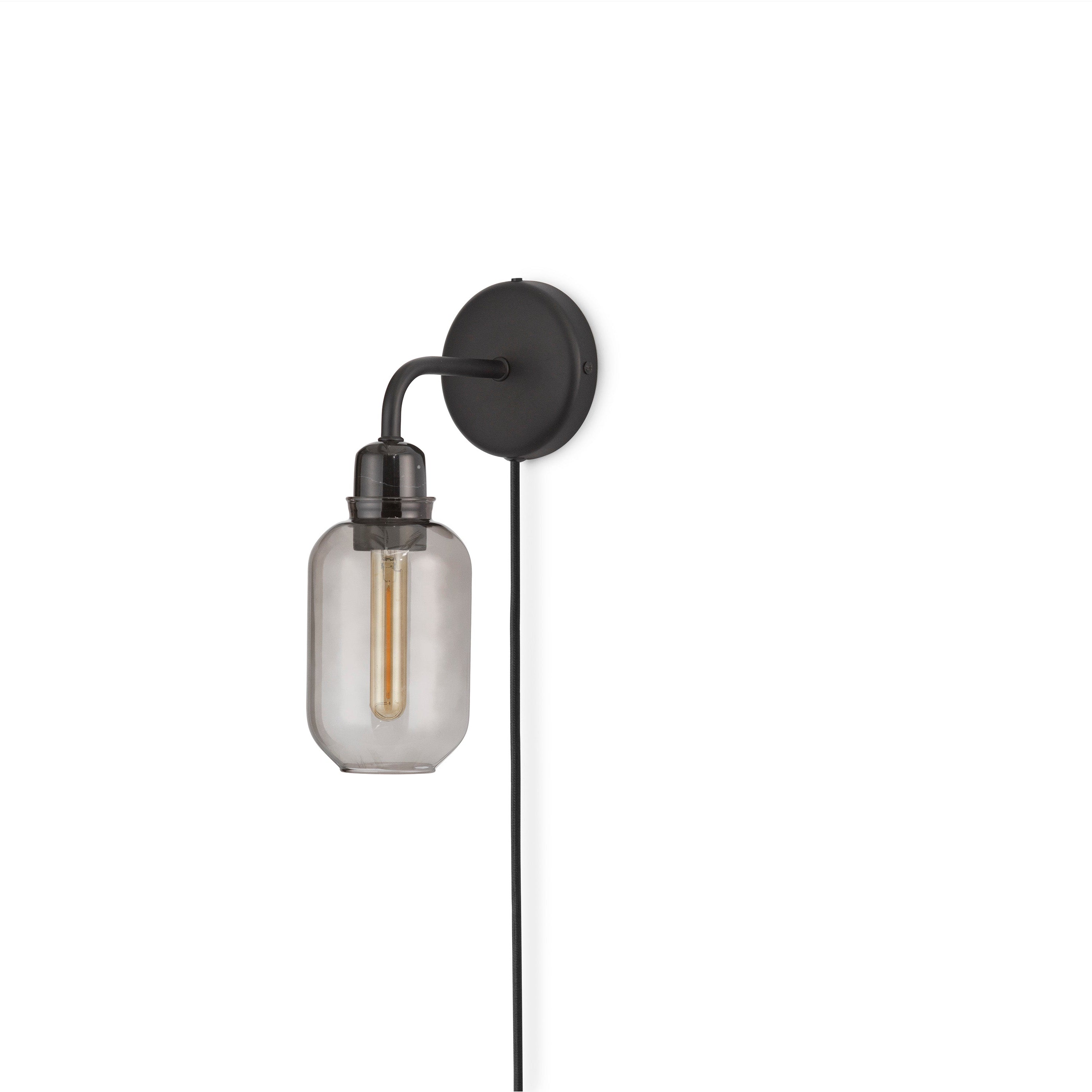 Lampa ścienna AMP szkło dymione z czarnym marmurem