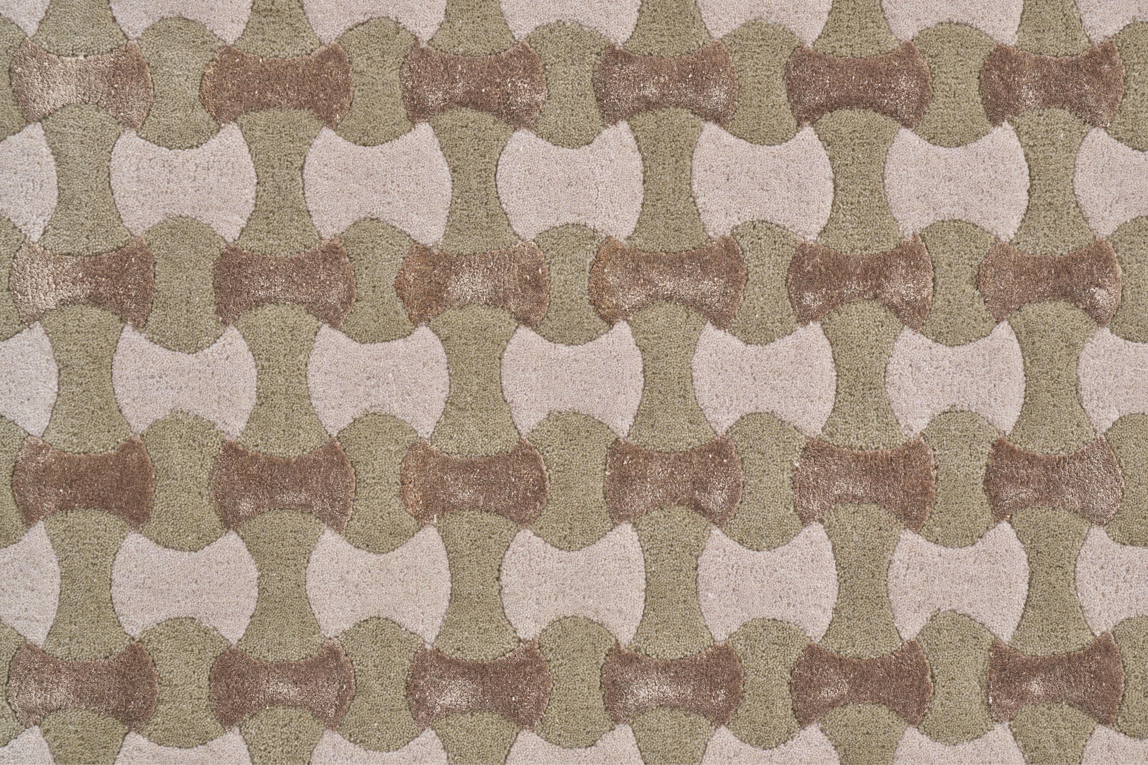 Teppich SCALLOP olivgrün mit Grau und Beige