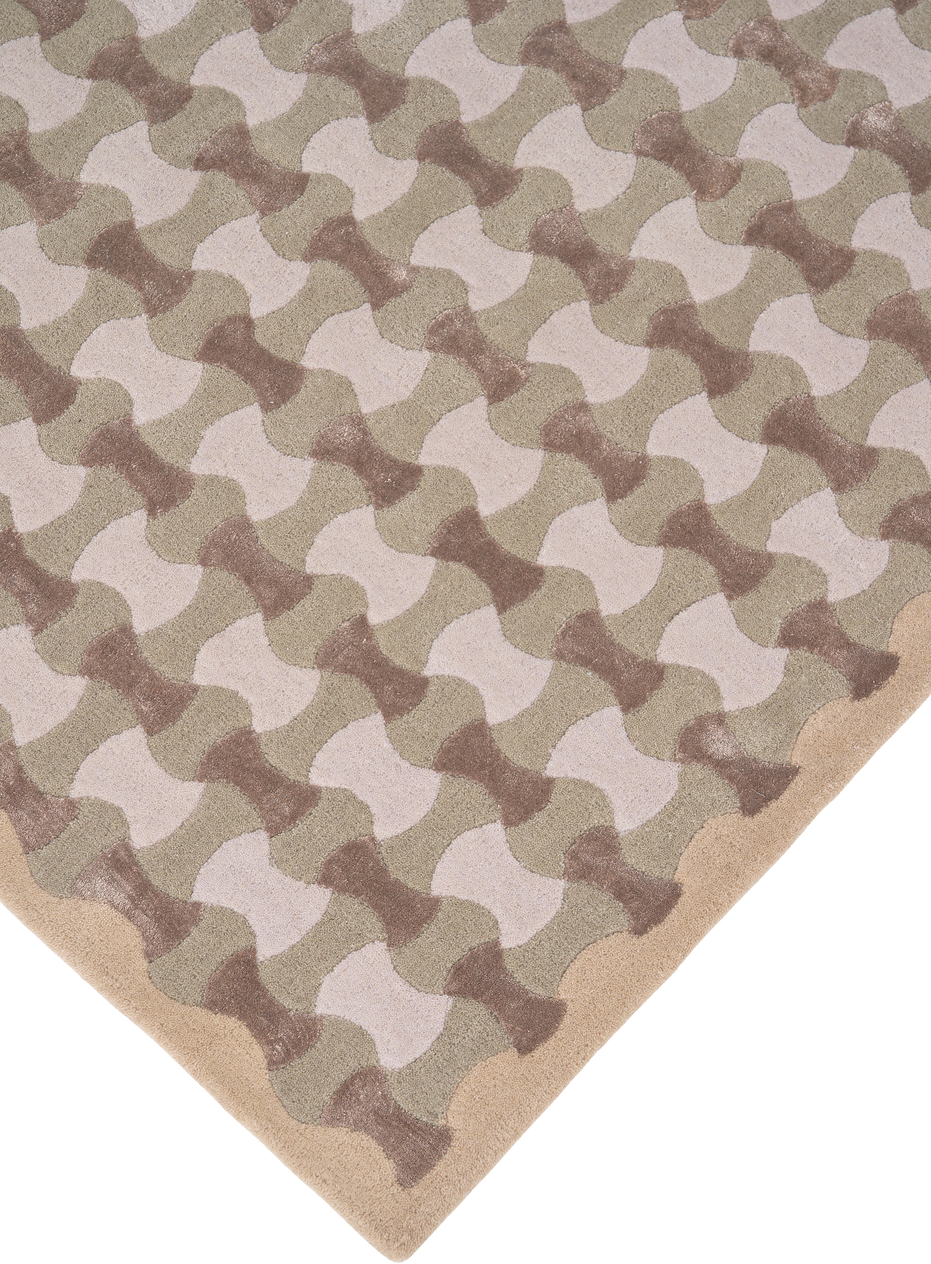Teppich SCALLOP olivgrün mit Grau und Beige