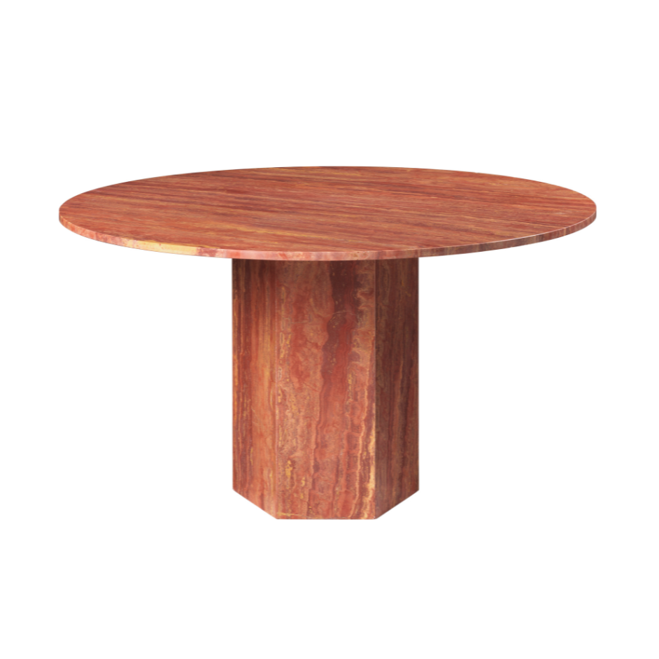 EPIC round table red travertine