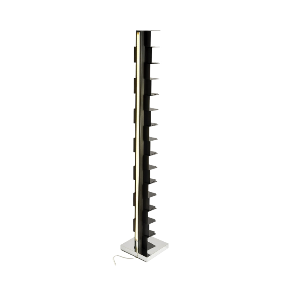 Beleuchteter Regal PTOLOMEO LUCE schwarz mit Stahlbasis