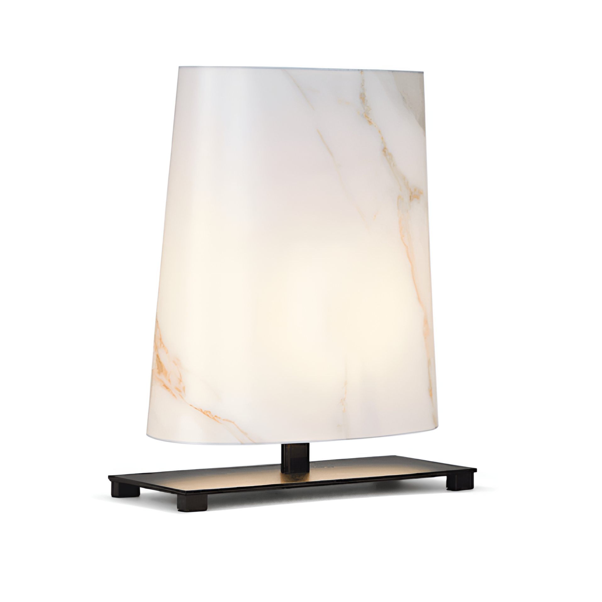 Lampa stołowa OVALE klosz z efektem marmuru z czarną podstawą