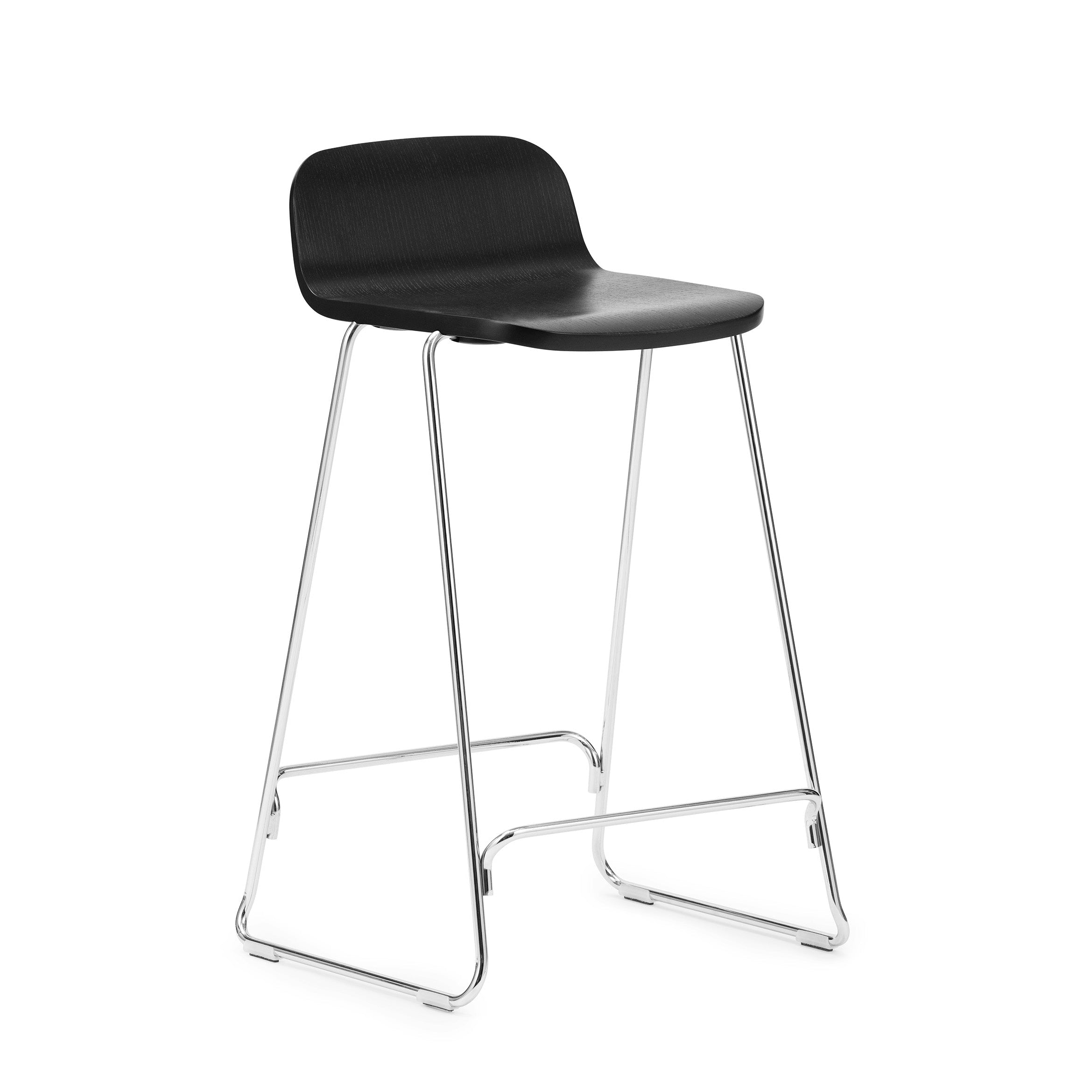 Bar chair with support Just black ash with a chrome base