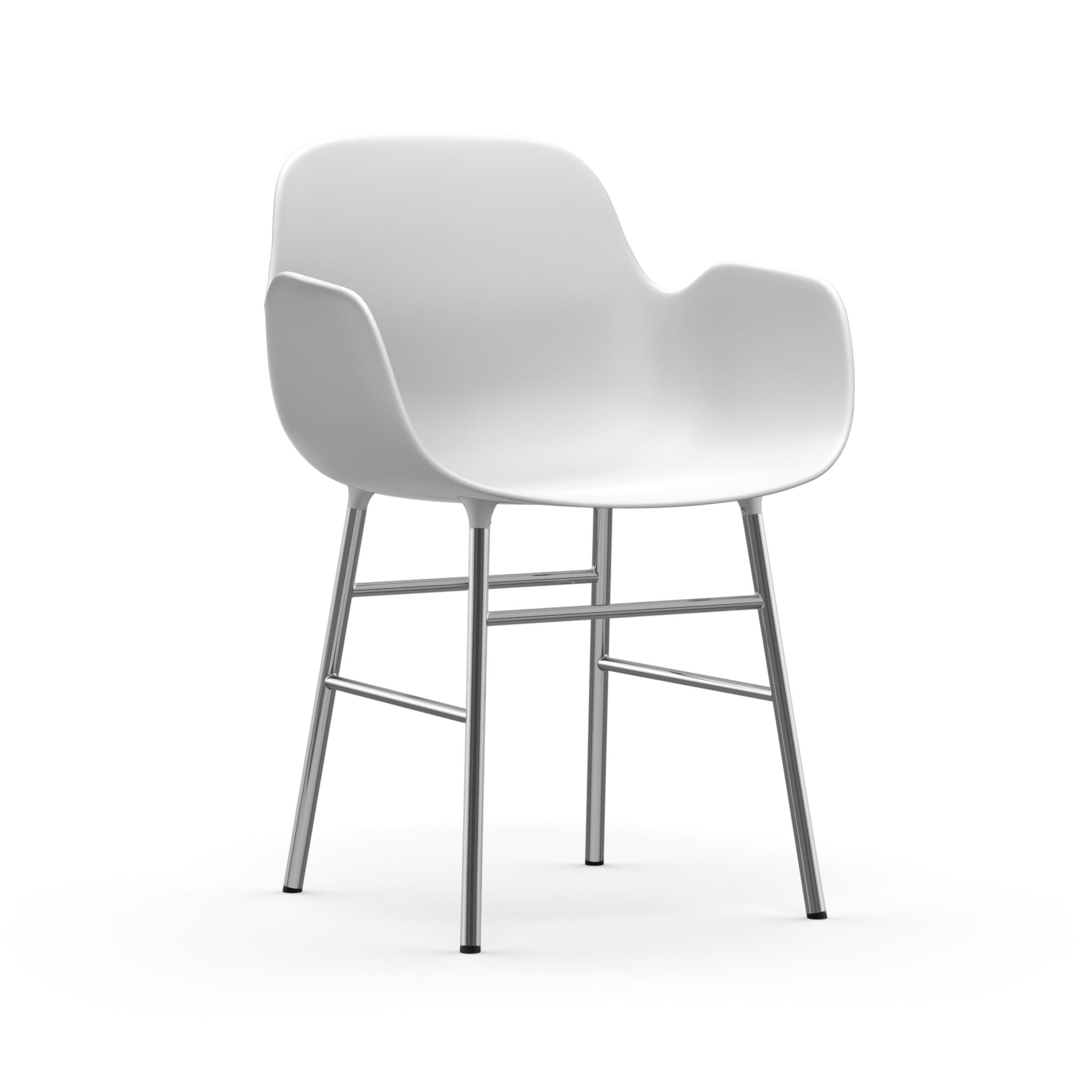 Chair with armrests white with chrome base