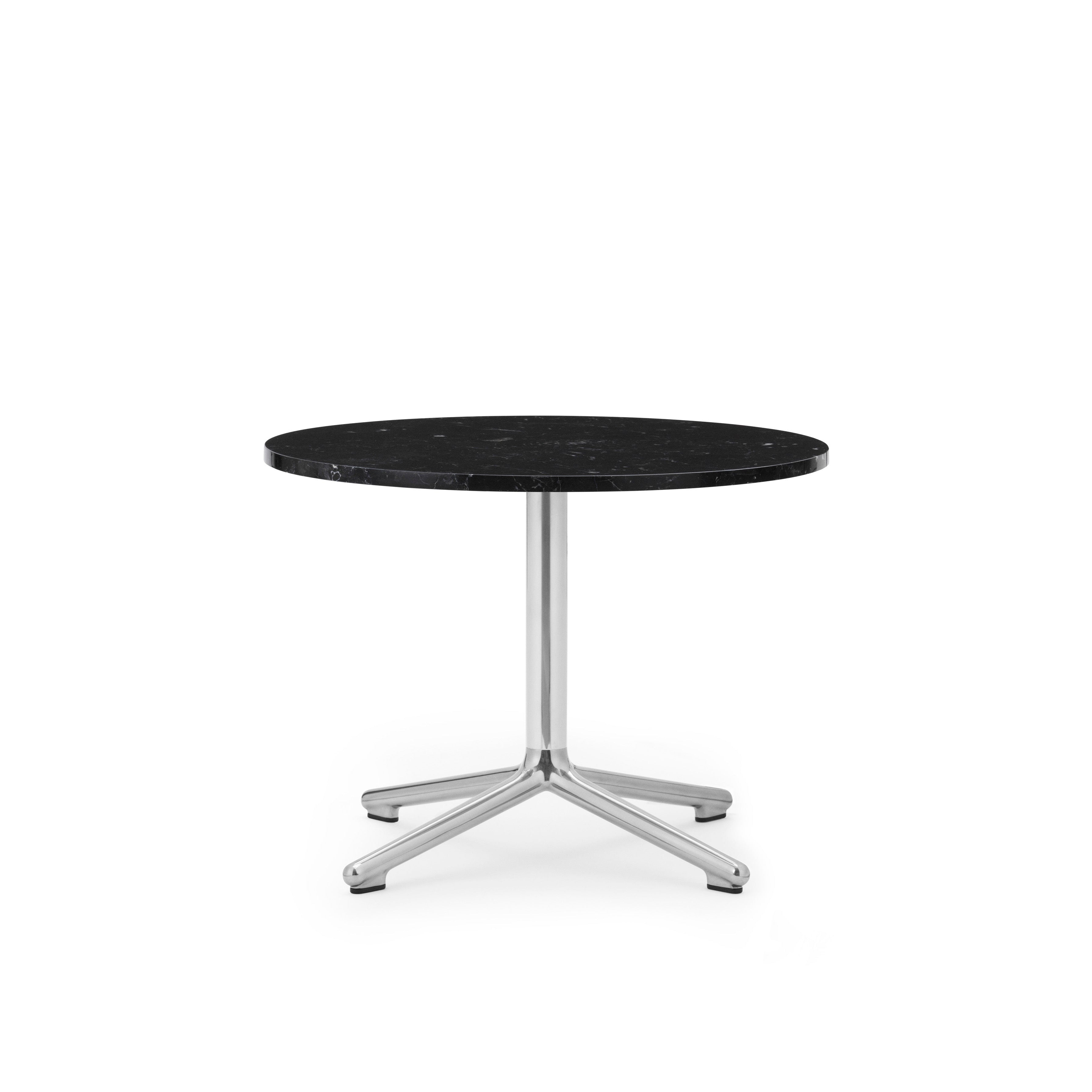 Coffee table Lunar black marble top with an aluminum base