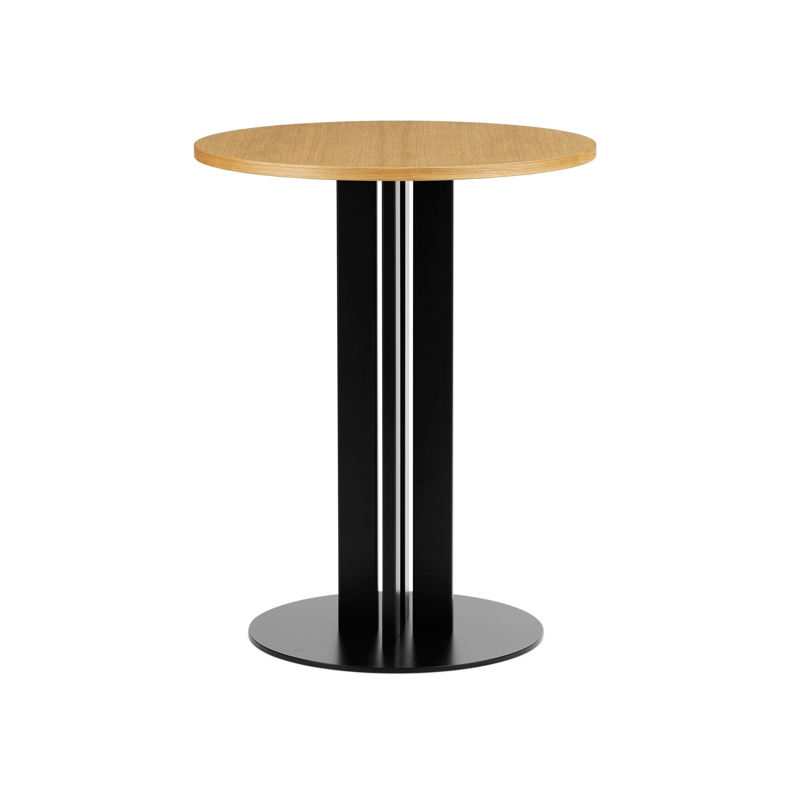 Round cafe table Scala veneered top with a black base