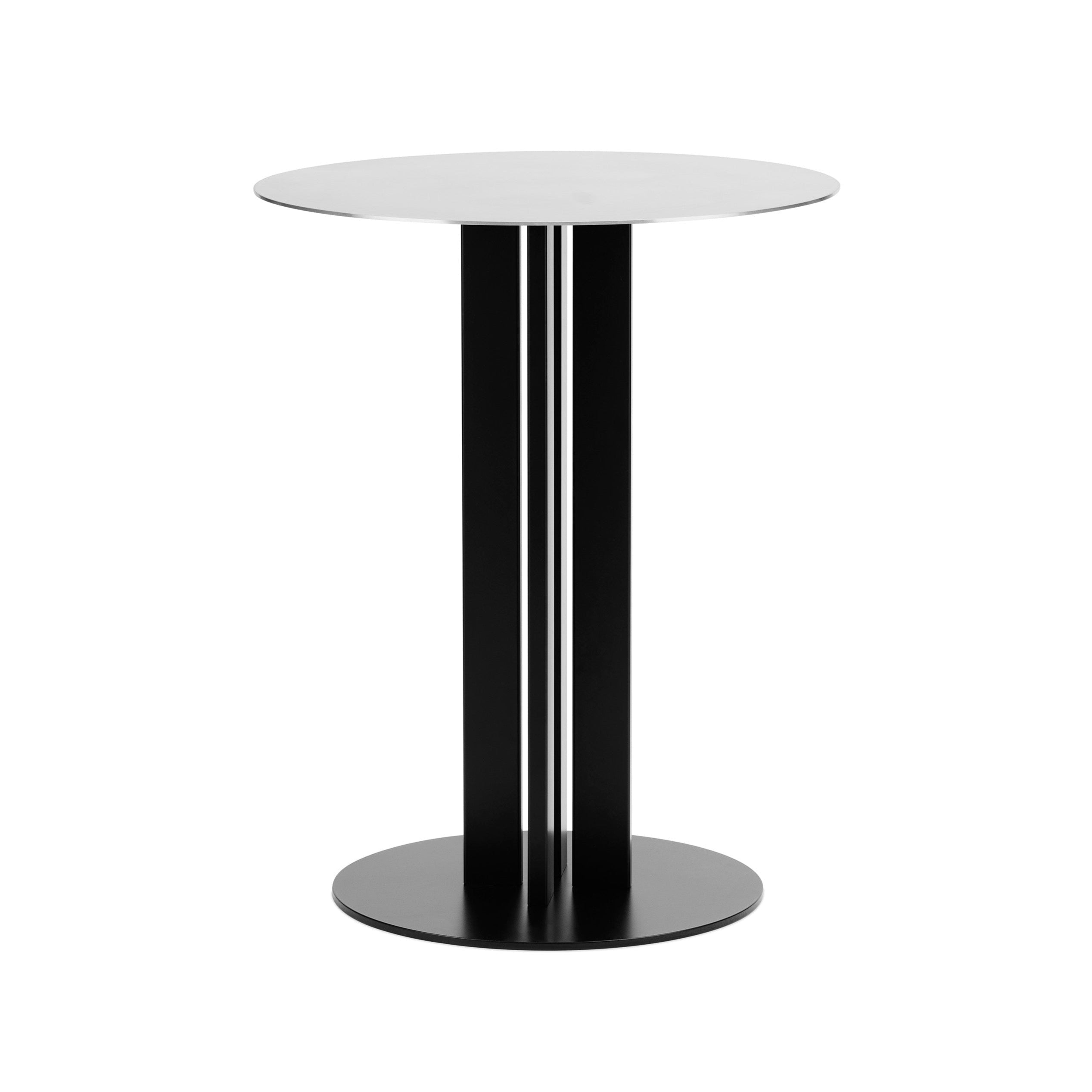 Round cafe table Scala steel top with a black base