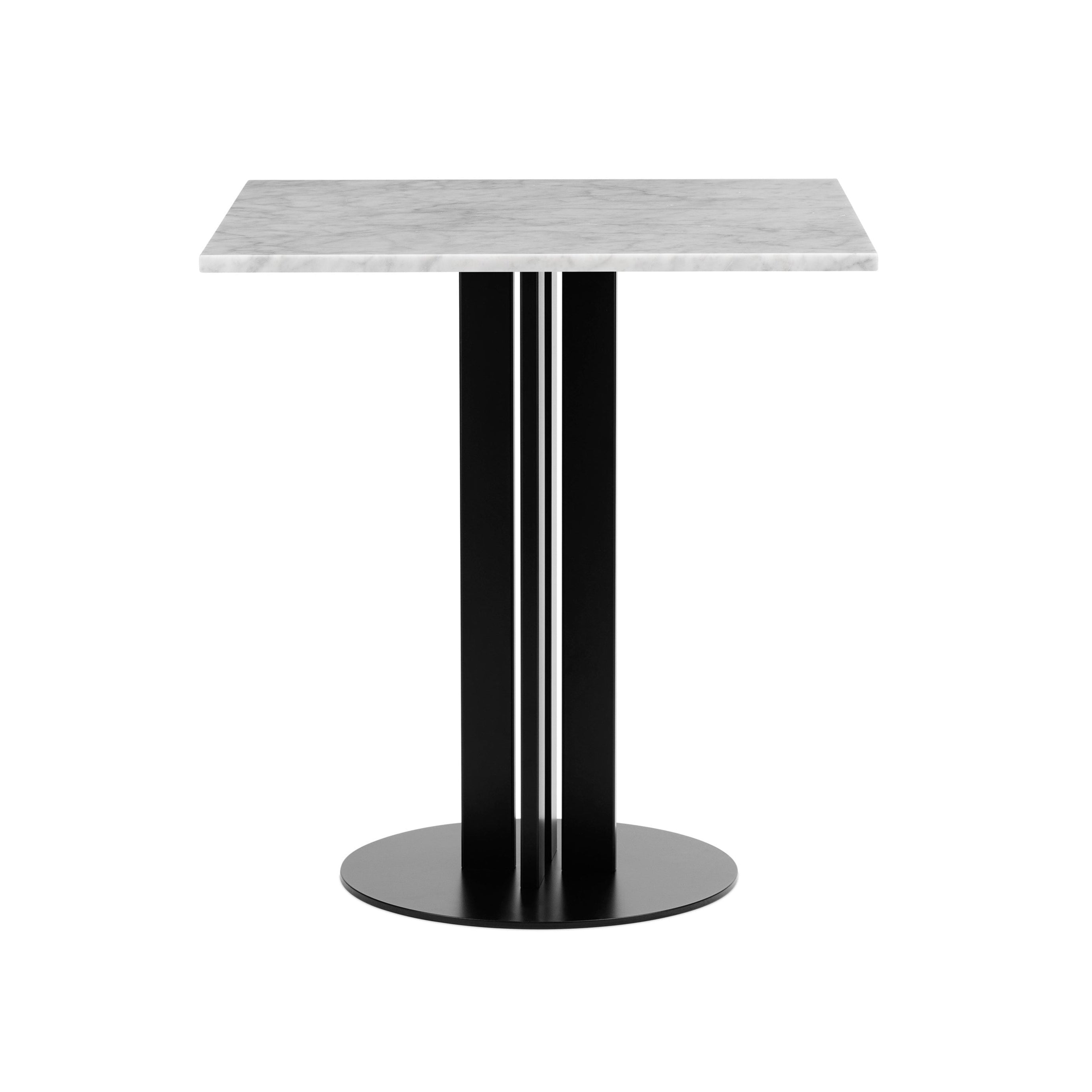 Cafe table Scala white marble top with a black base