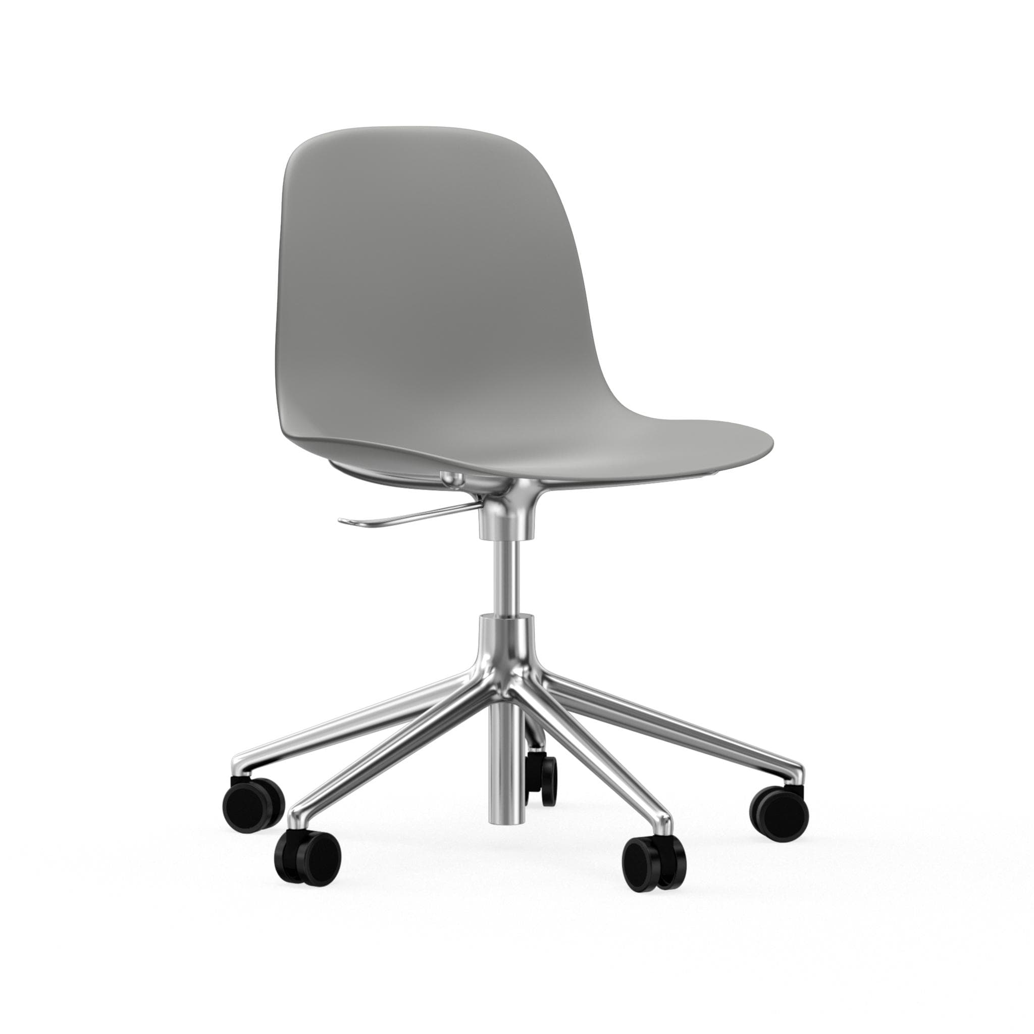 Office Chair mit einstellbaren Formularen 5W Grau mit einer Aluminiumbasis auf Rädern