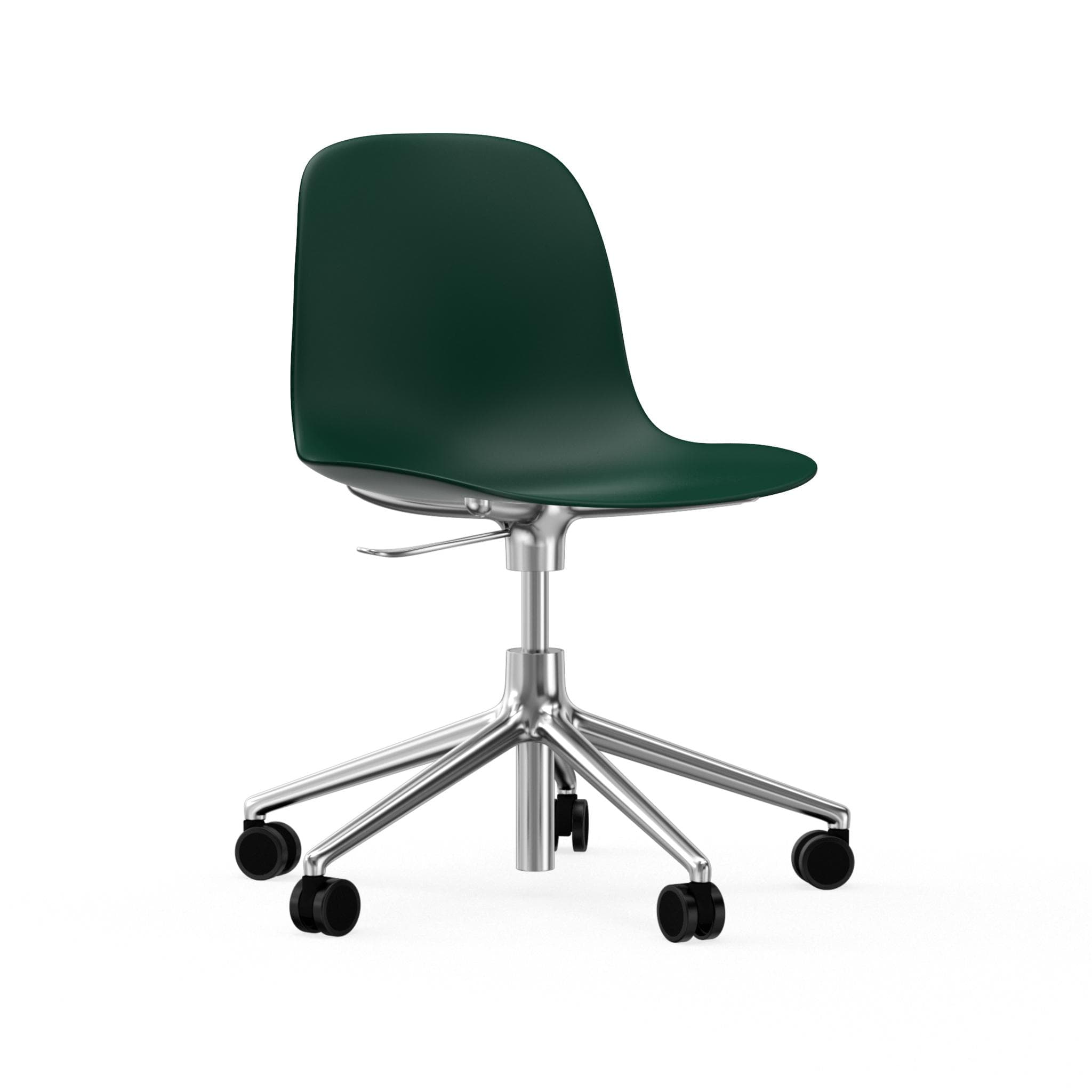 Office Chair mit Regulierung von 5W grünen Formen mit einer Aluminiumbasis auf Rädern