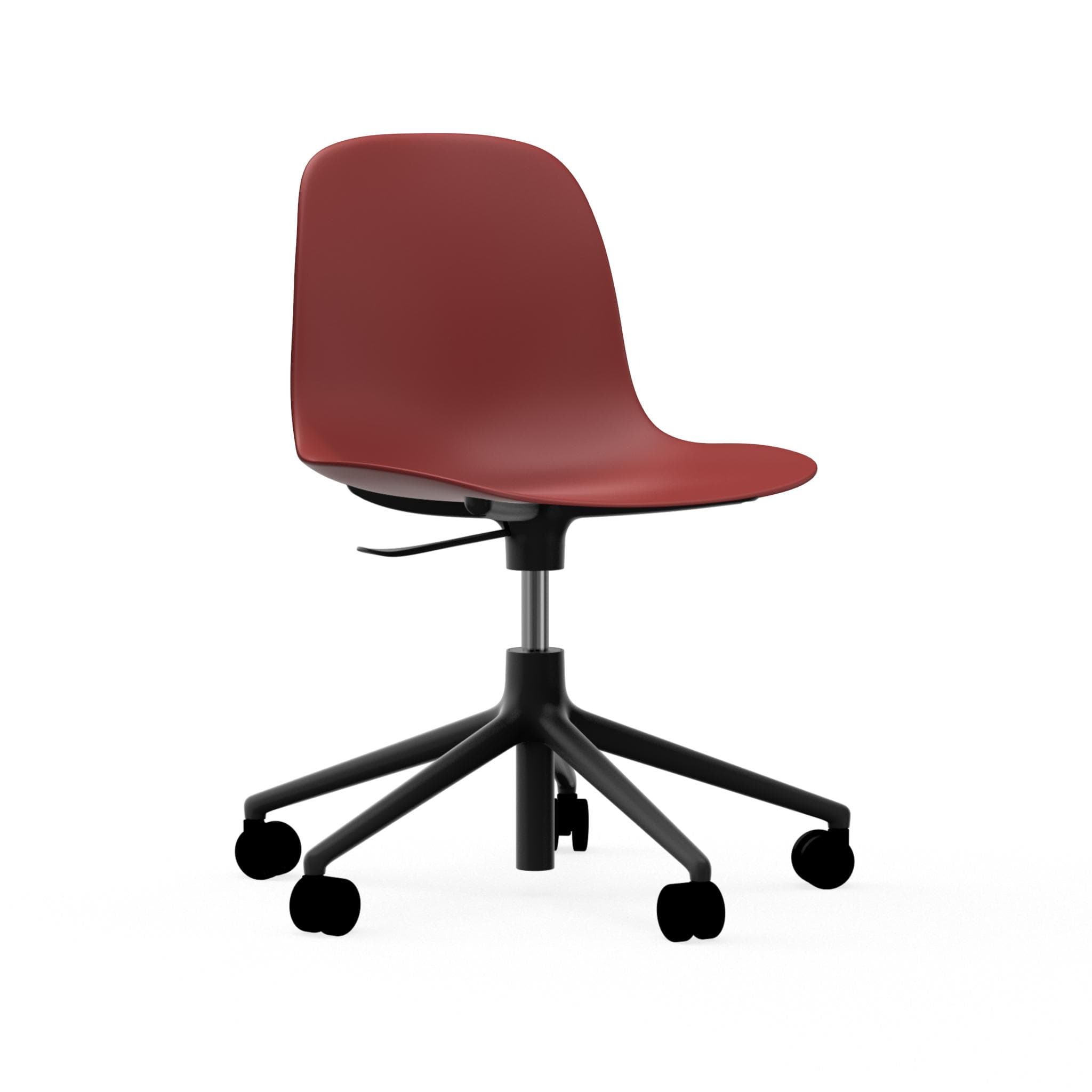 Bürostuhl mit einstellbaren Formularen 5W Burgund mit einer schwarzen Basis auf Rädern