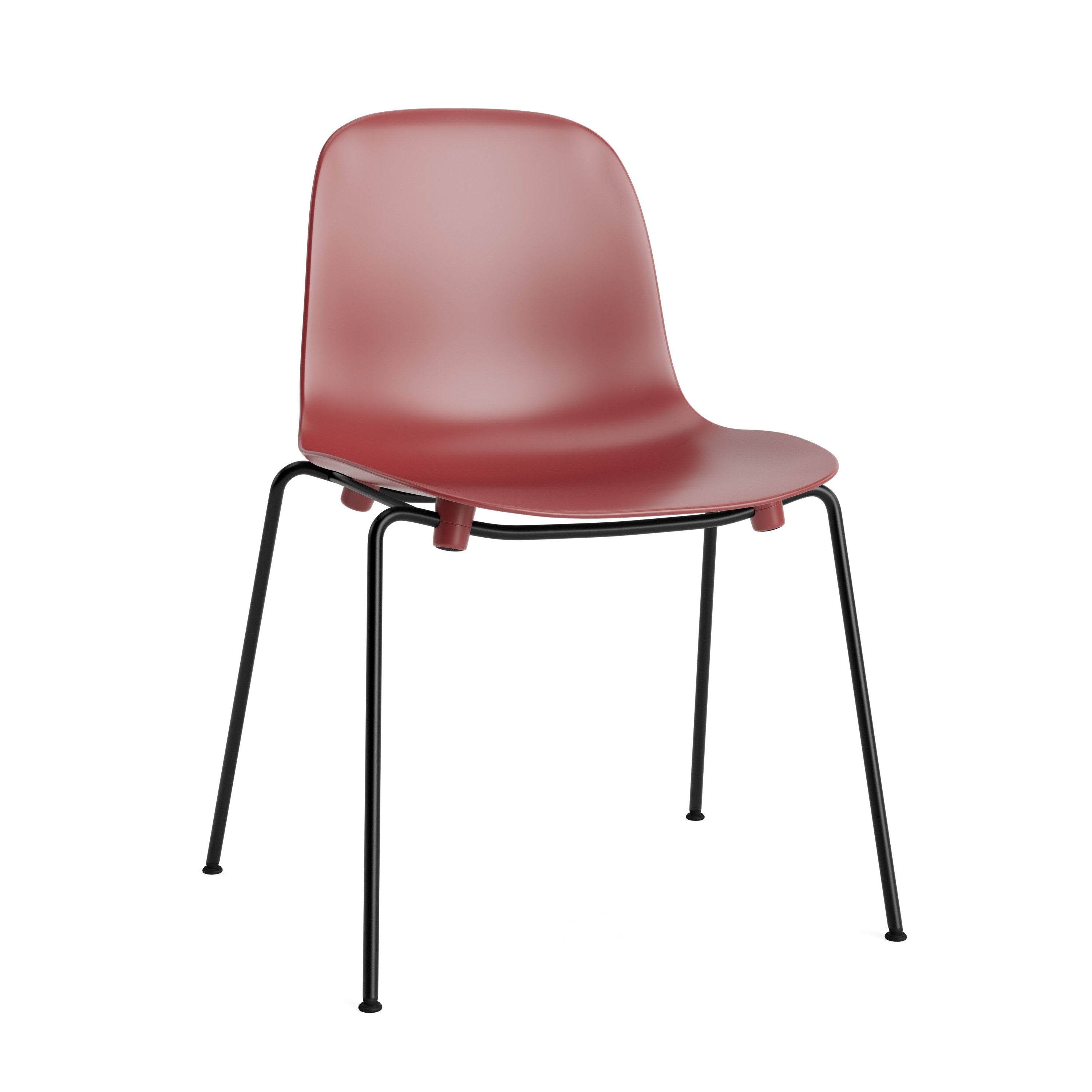 Chair of forms of burgundy stacking with a black base
