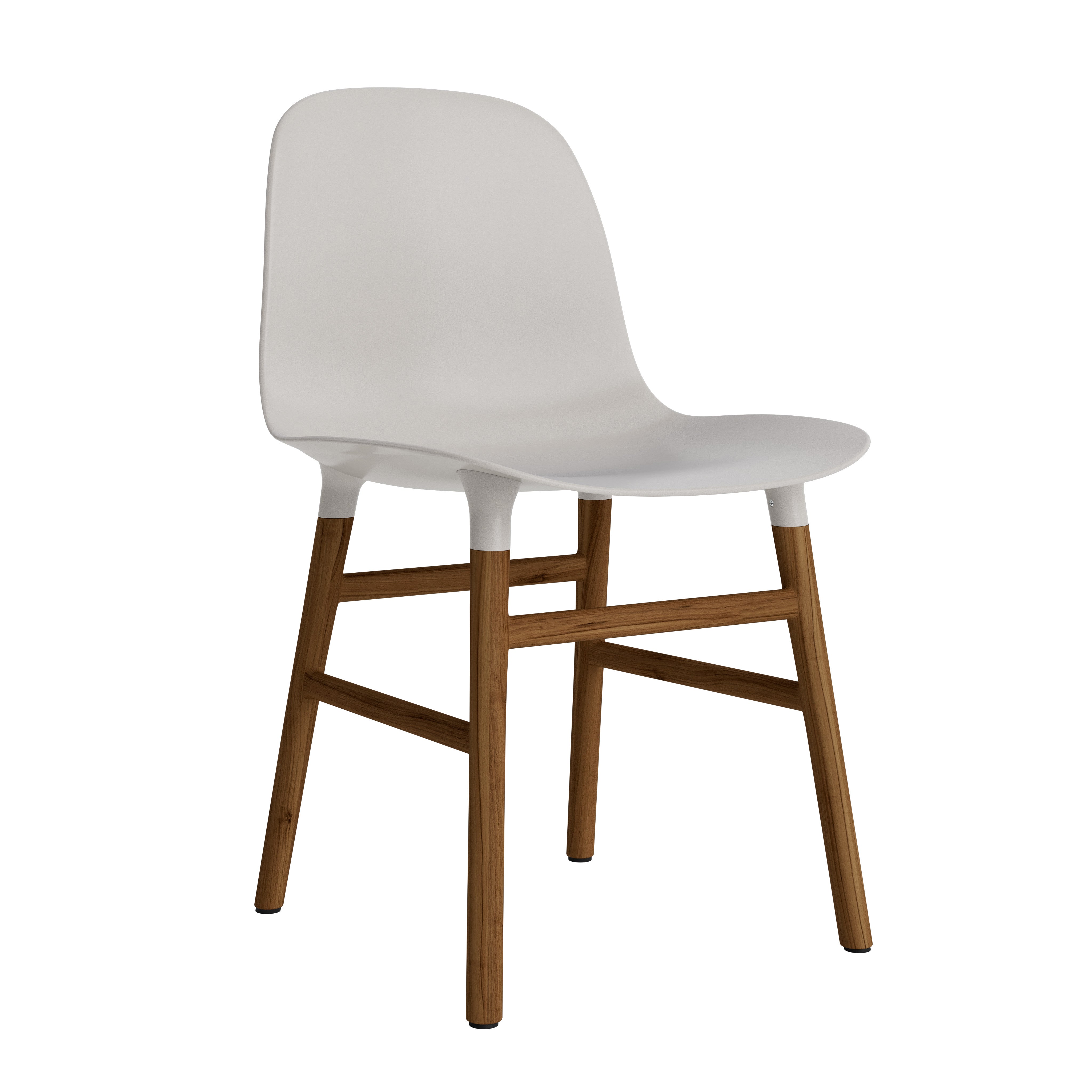 A chair of forms warm gray with a nutty base