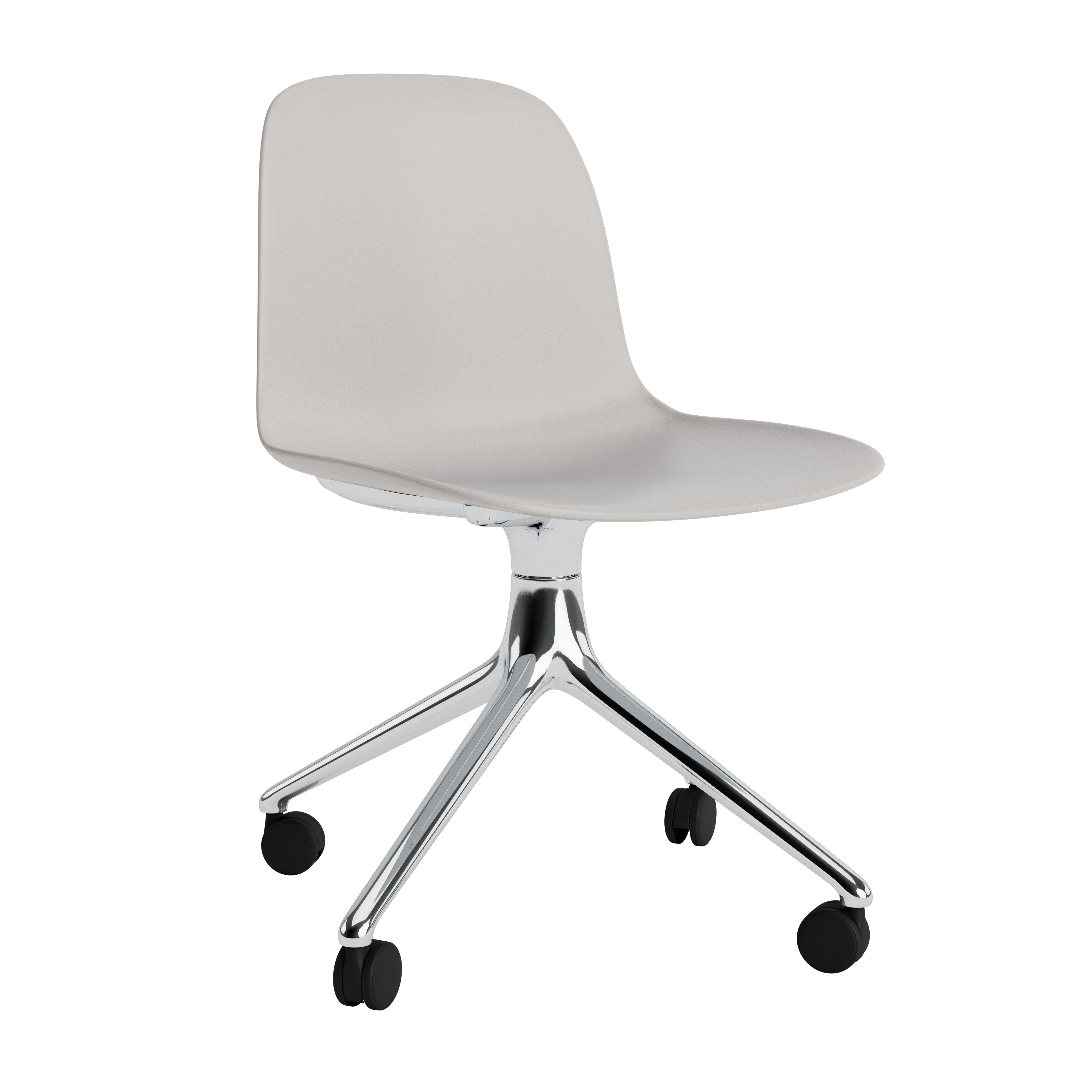 Formular Office Chair 4W warmes Grau mit einer Aluminiumbasis auf Rädern