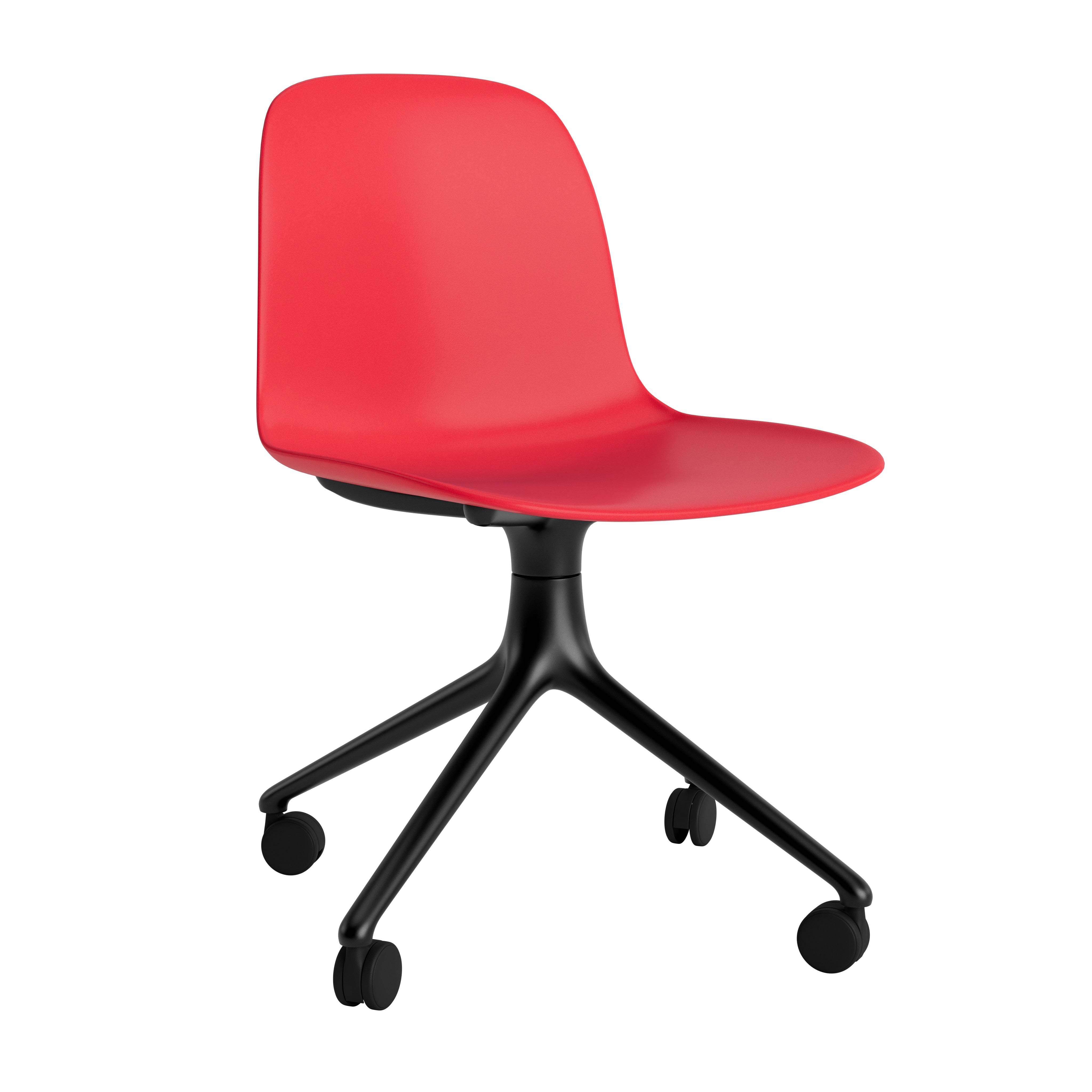 4W Red Office Chair rot mit einer schwarzen Basis auf Rädern