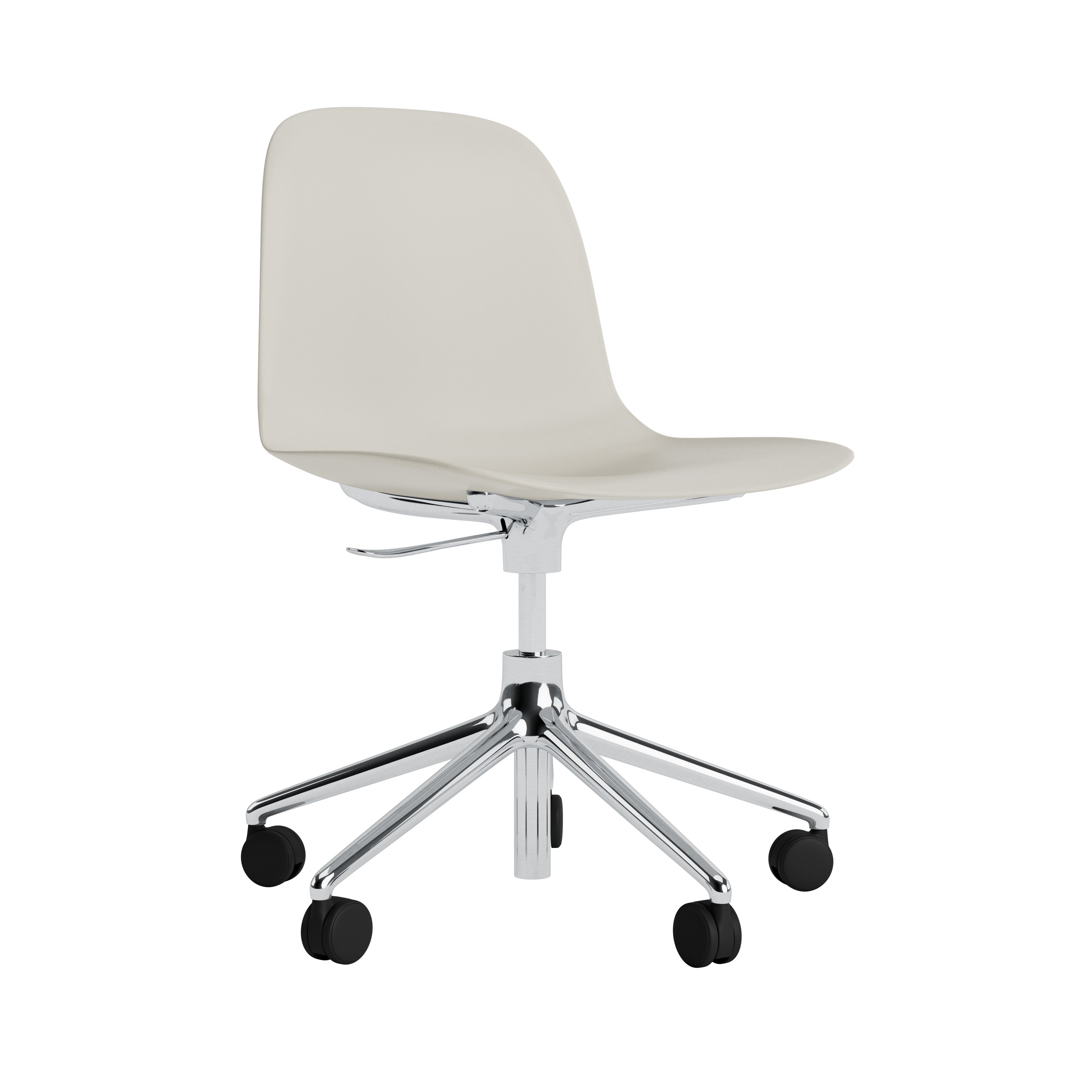 Office Chair mit einstellbaren 5W hellgrauen Formen mit einer Aluminiumbasis auf Rädern