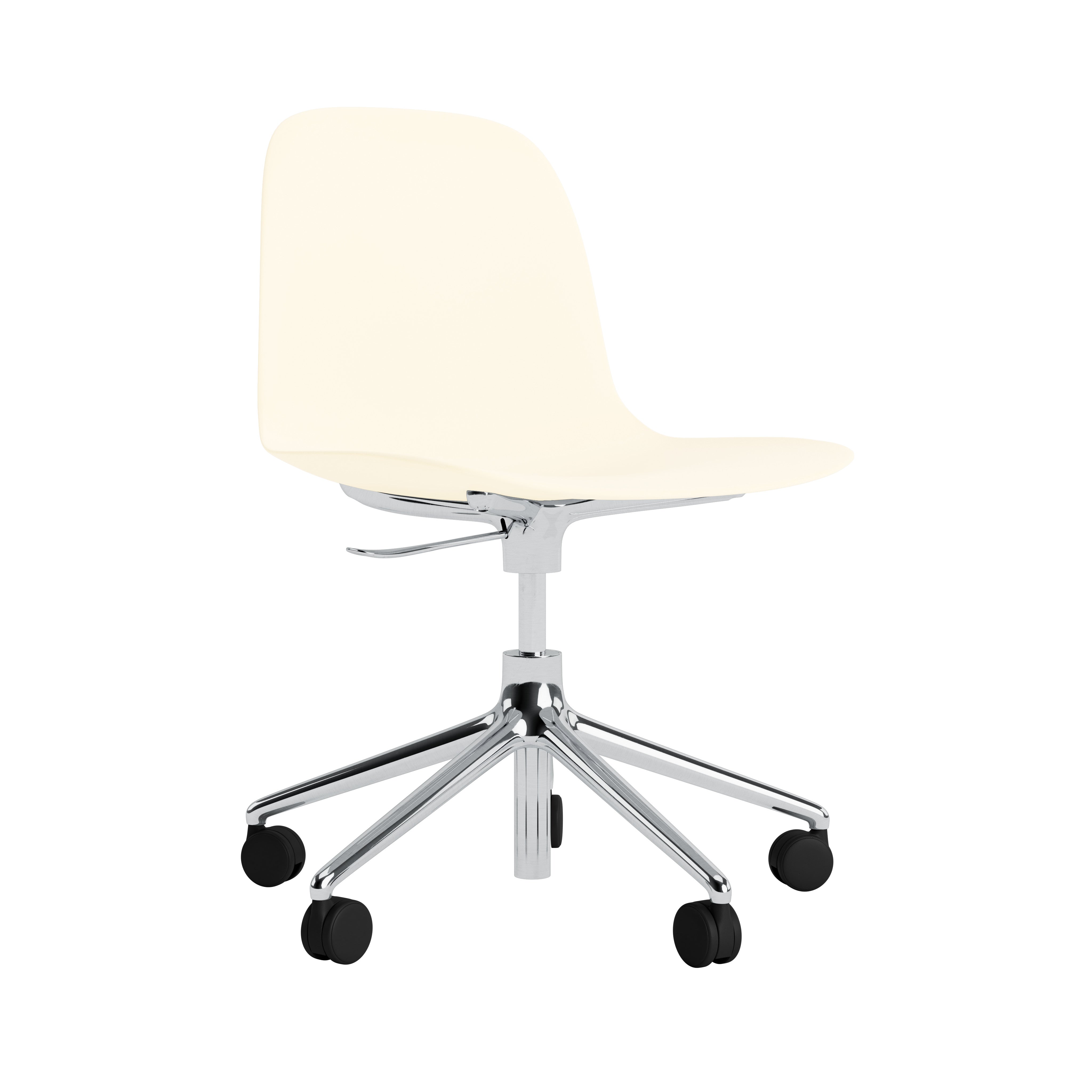 Bürostuhl mit einstellbaren Formularen 5W -Creme mit einer Aluminiumbasis auf Rädern