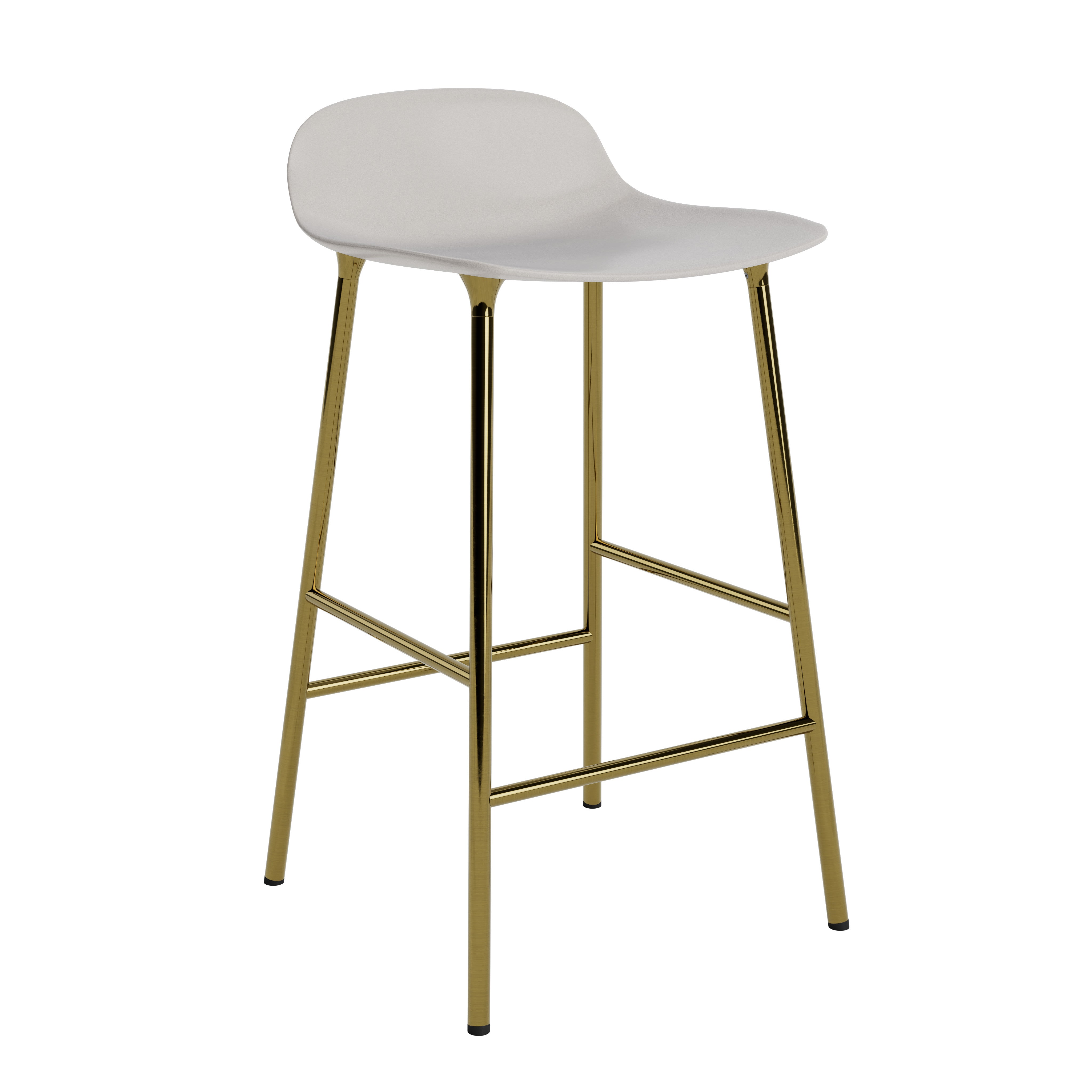 Hocker bildet warmes Grau mit einer goldenen Basis