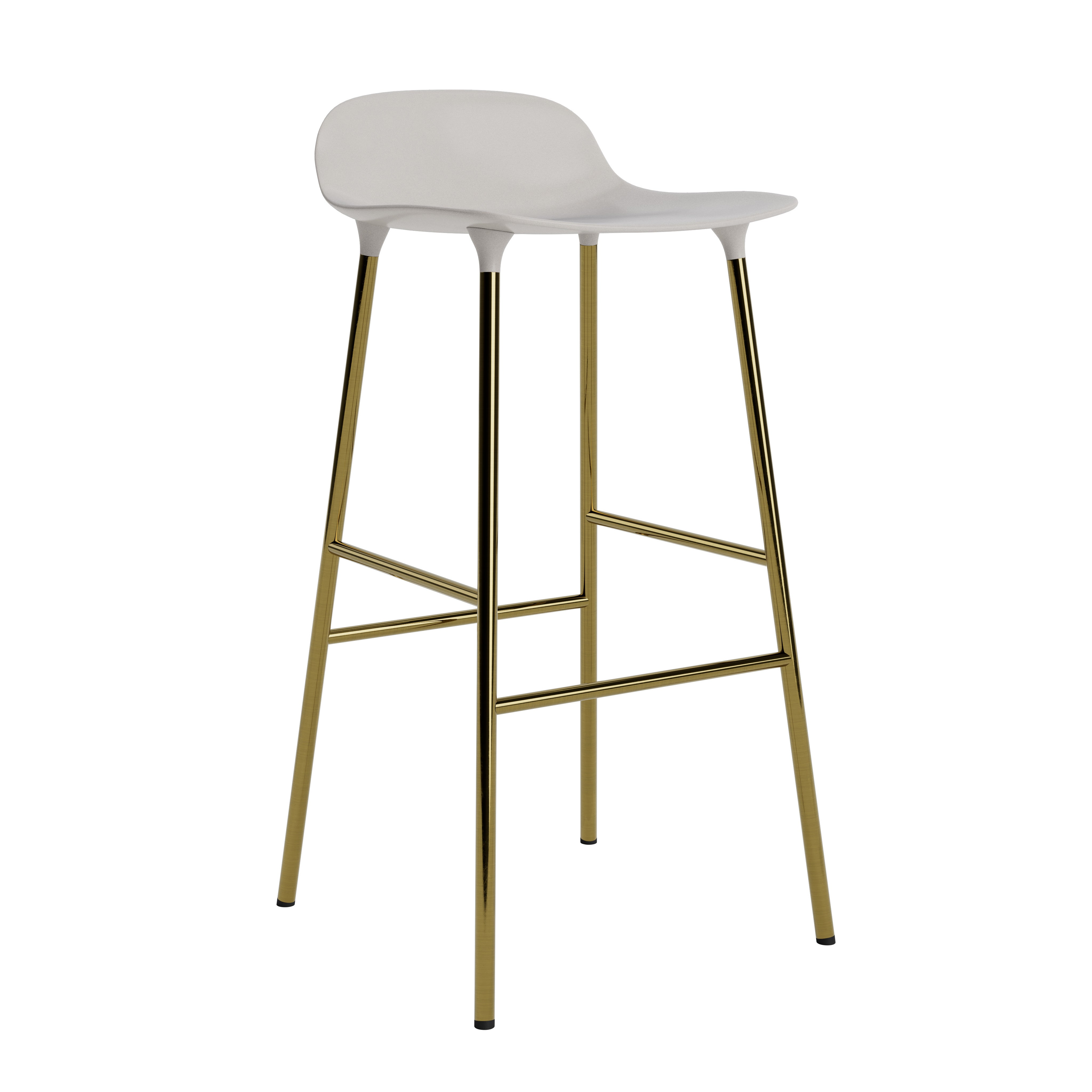 Hocker bildet warmes Grau mit einer goldenen Basis