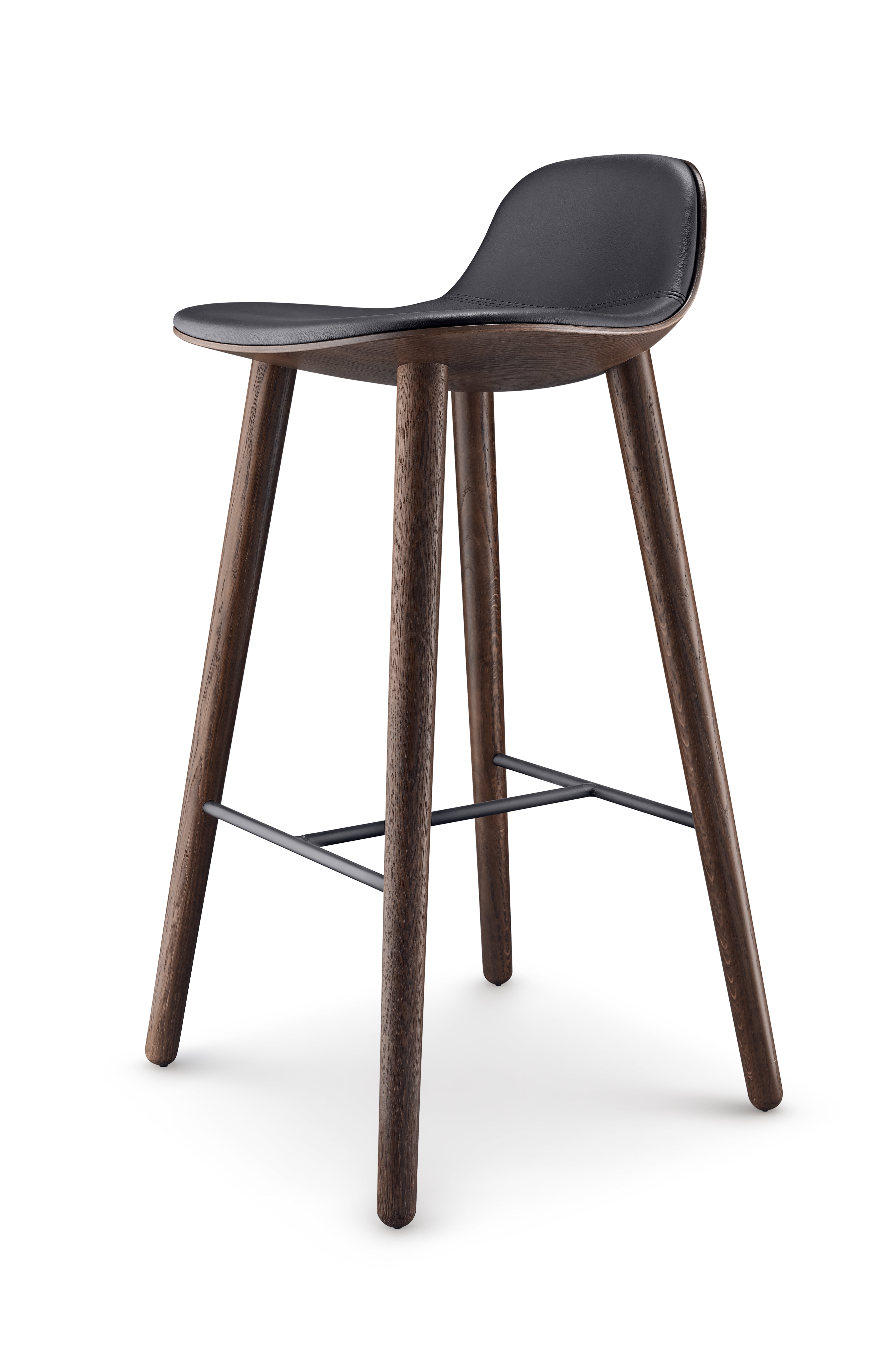 Hocker YUUGA schwarz mit braunem Fuß