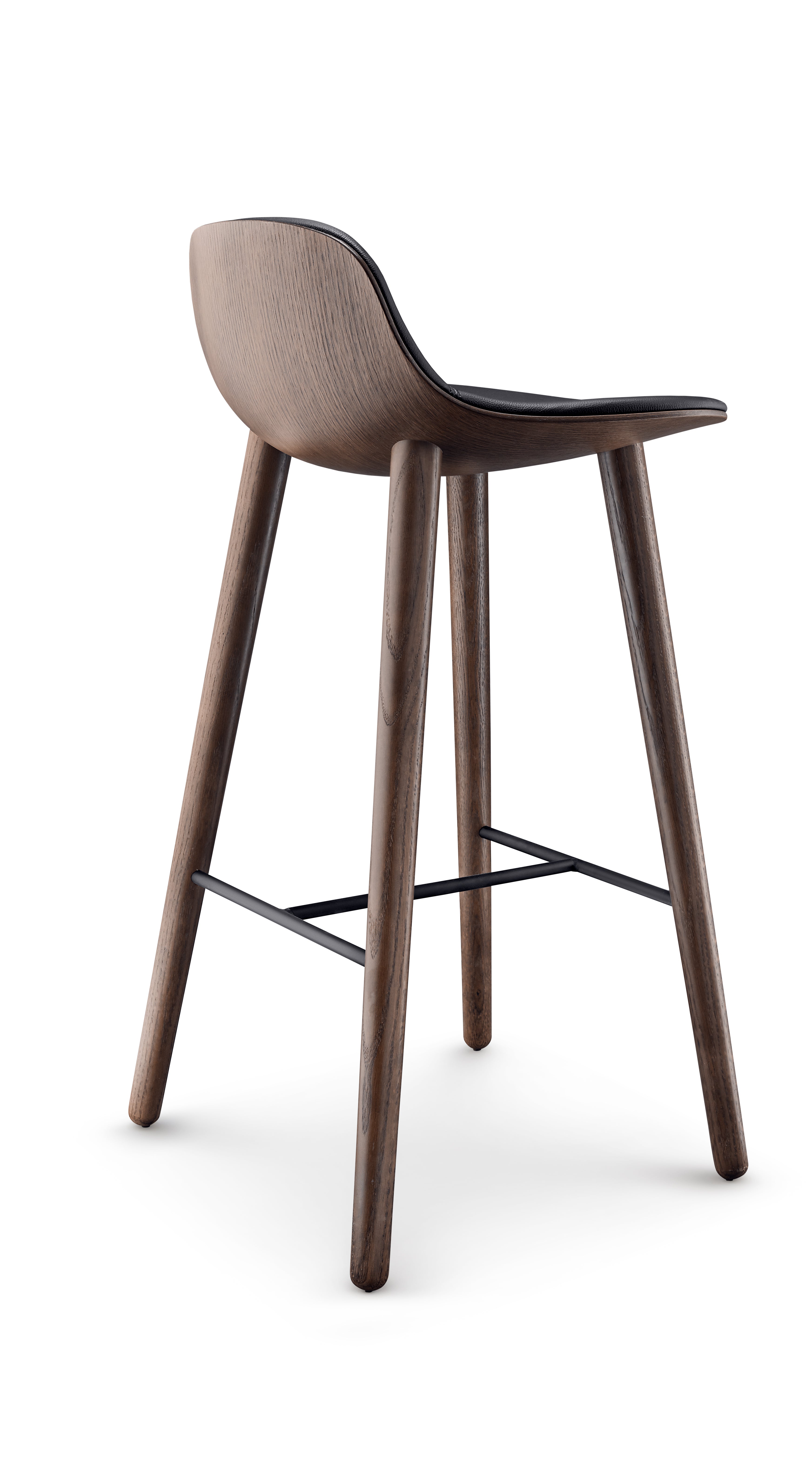 Hocker YUUGA schwarz mit braunem Fuß