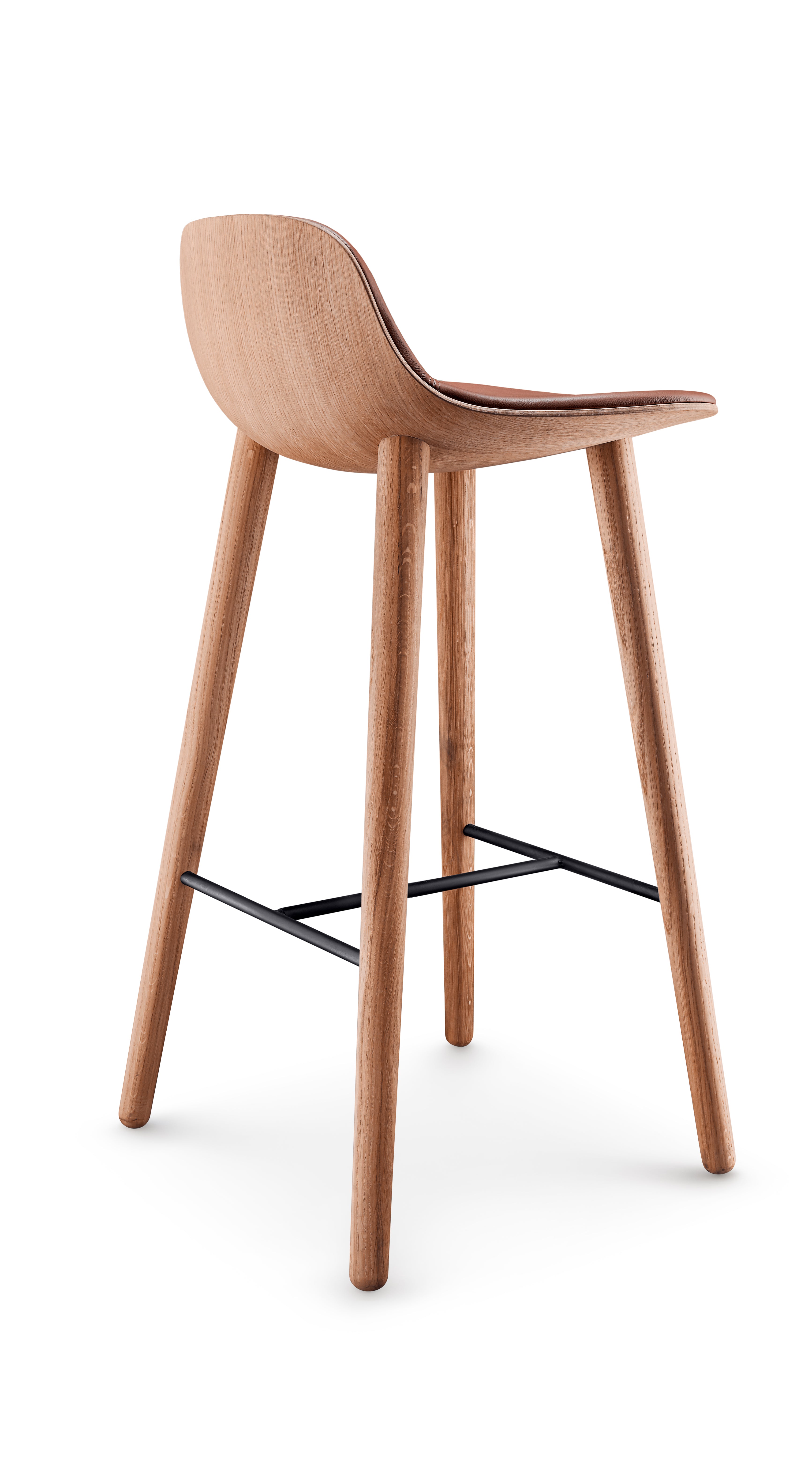 Hocker YUUGA braun mit Holzfuß