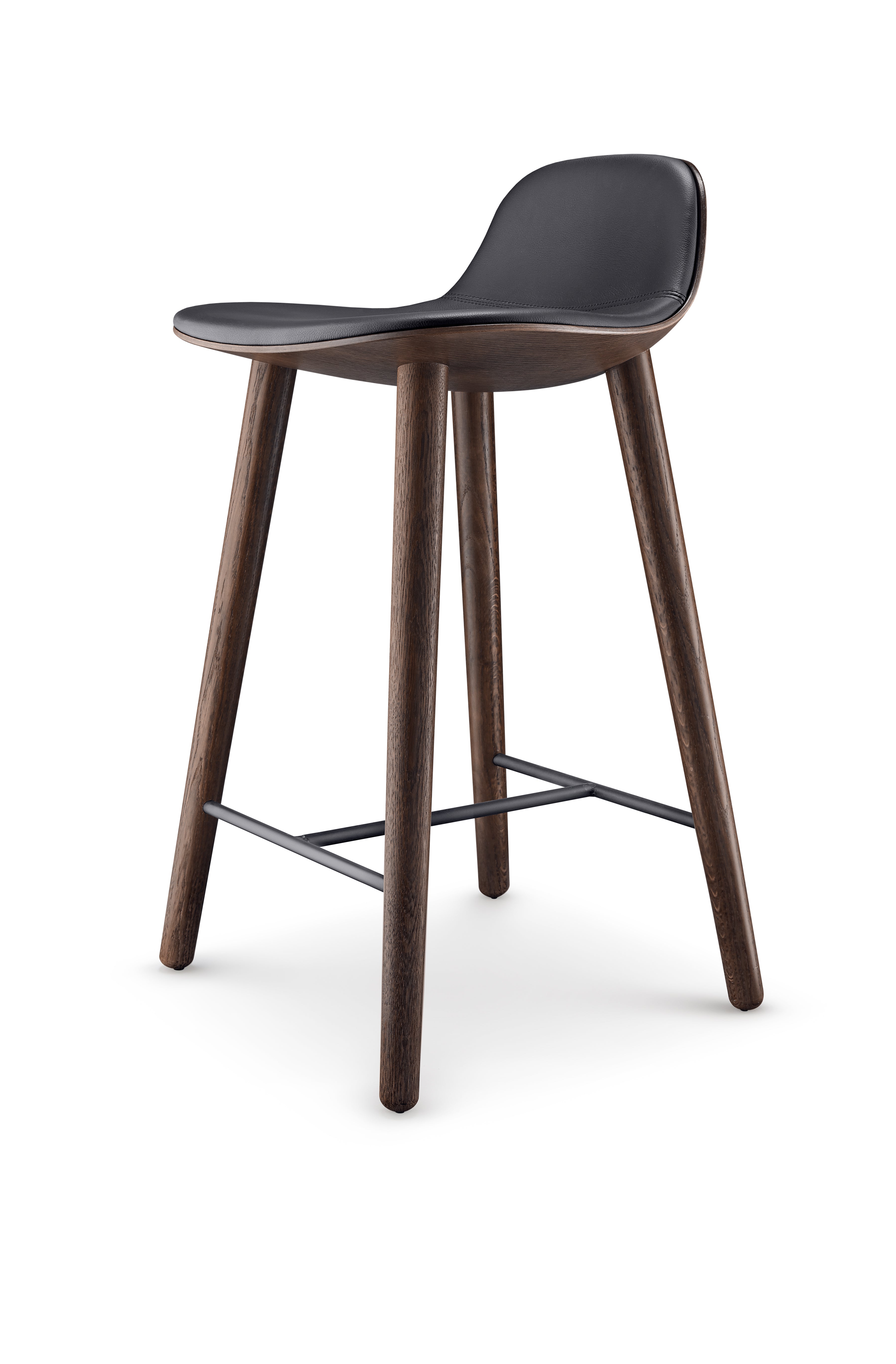 Hocker YUUGA schwarz mit braunem Fuß