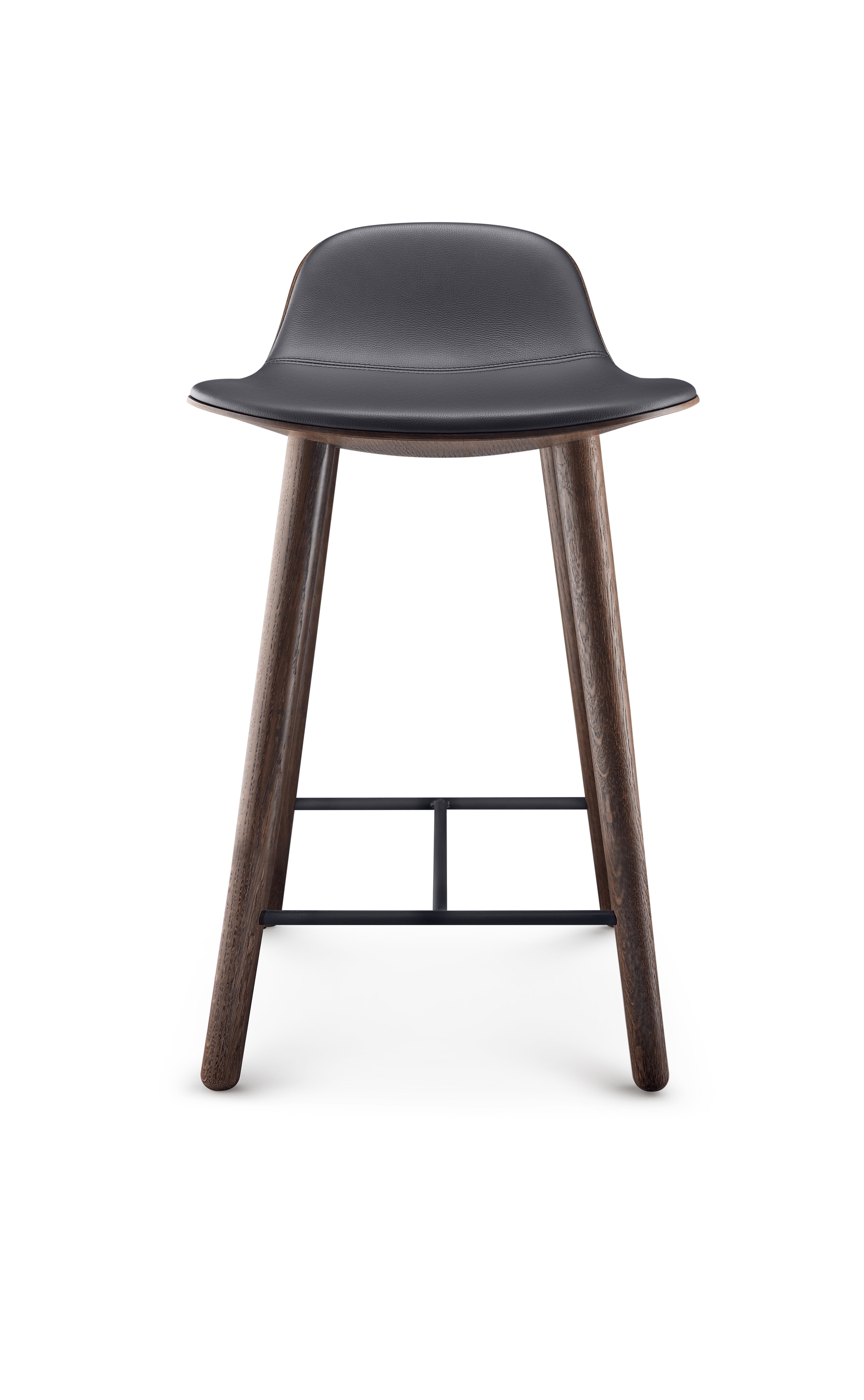 Hocker YUUGA schwarz mit braunem Fuß