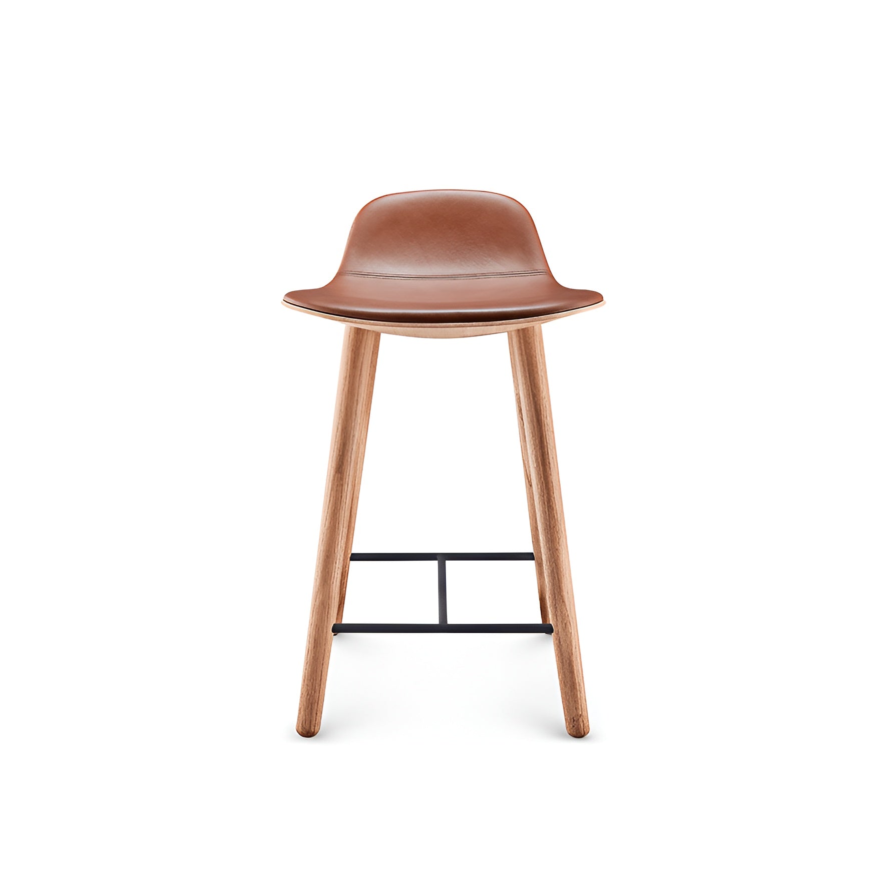 Hocker YUUGA braun mit Holzfuß