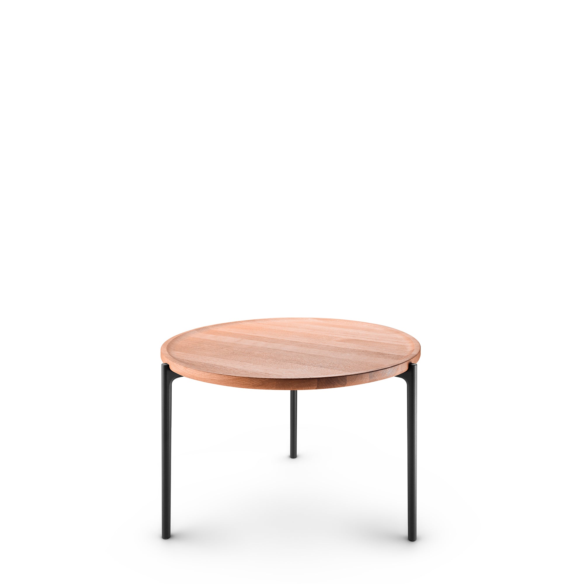 Round Side Table SAVOYE Natural Oak with Black Base