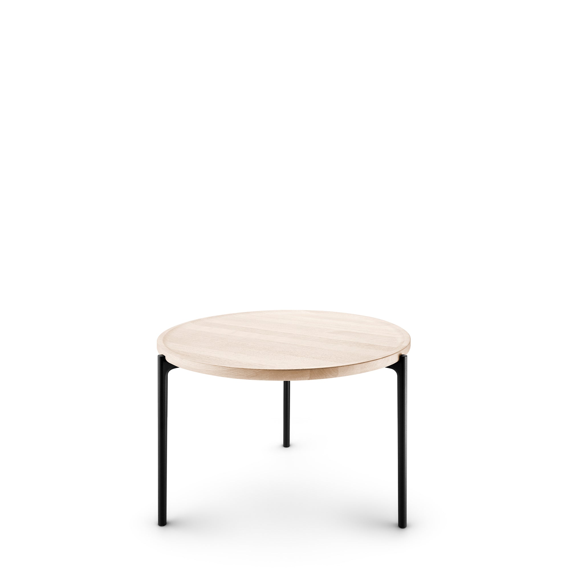 Round Side Table SAVOYE White Oak with Black Base