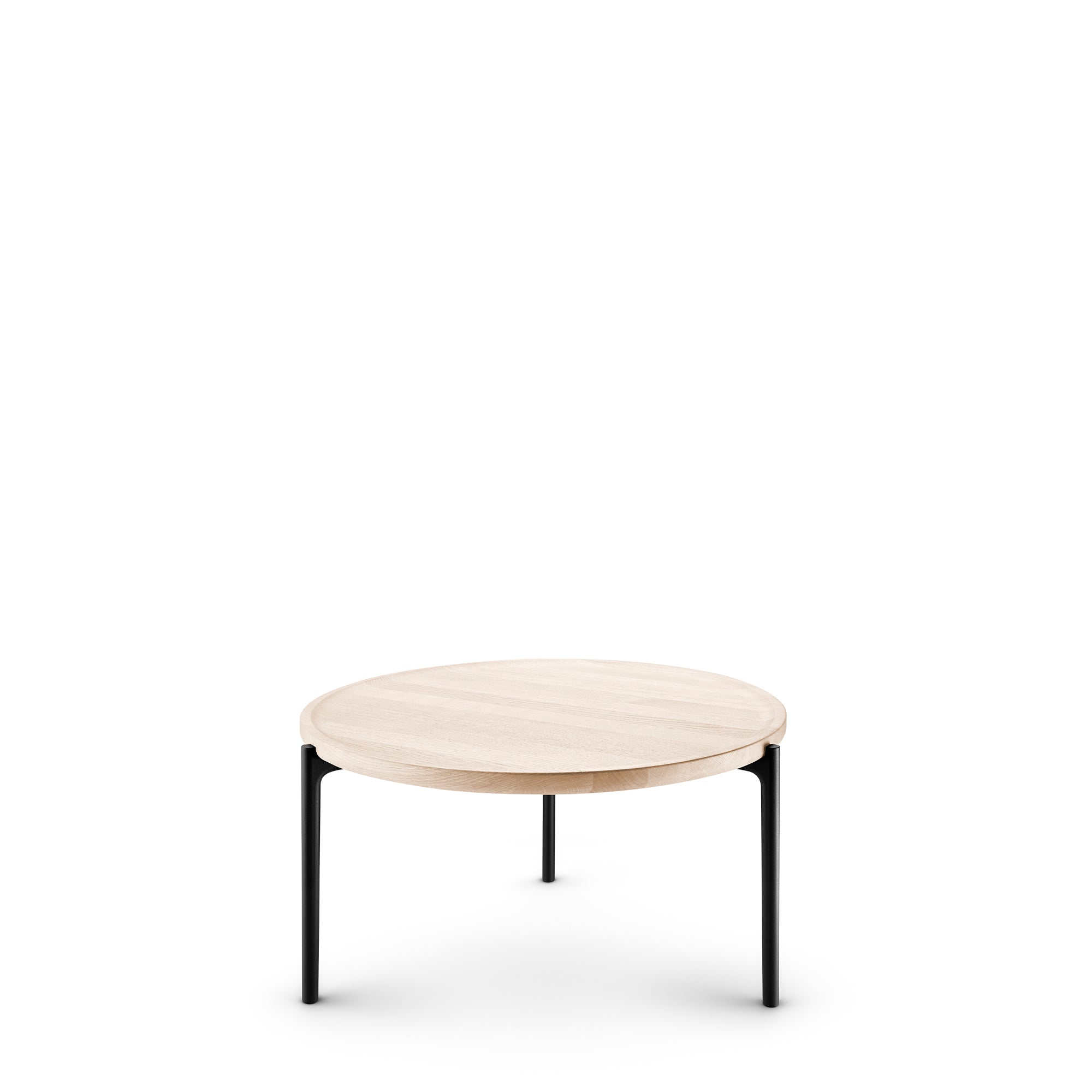 Round coffee table SAVOYE white oak with black base
