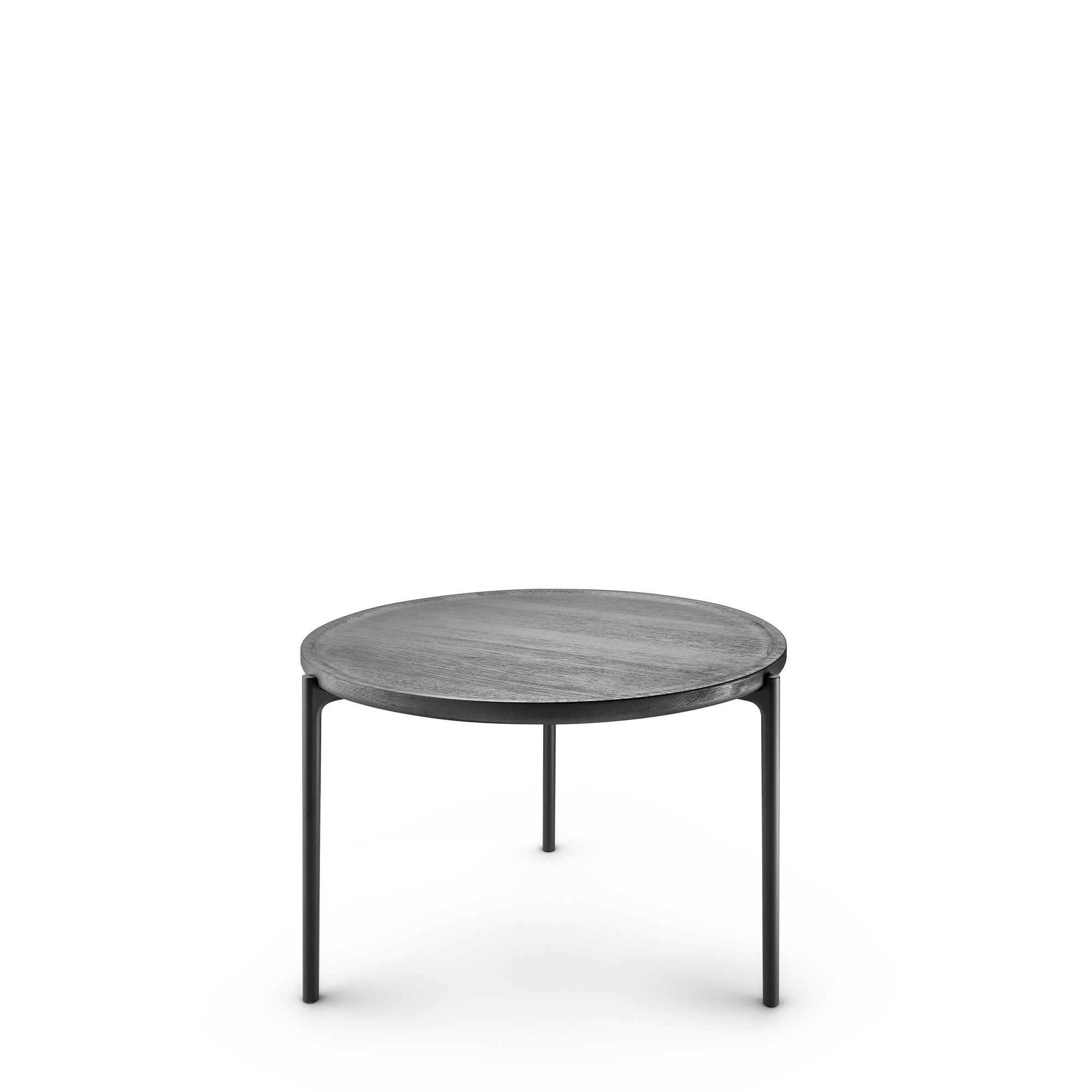 Round Side Table SAVOYE Black Oak with Black Base