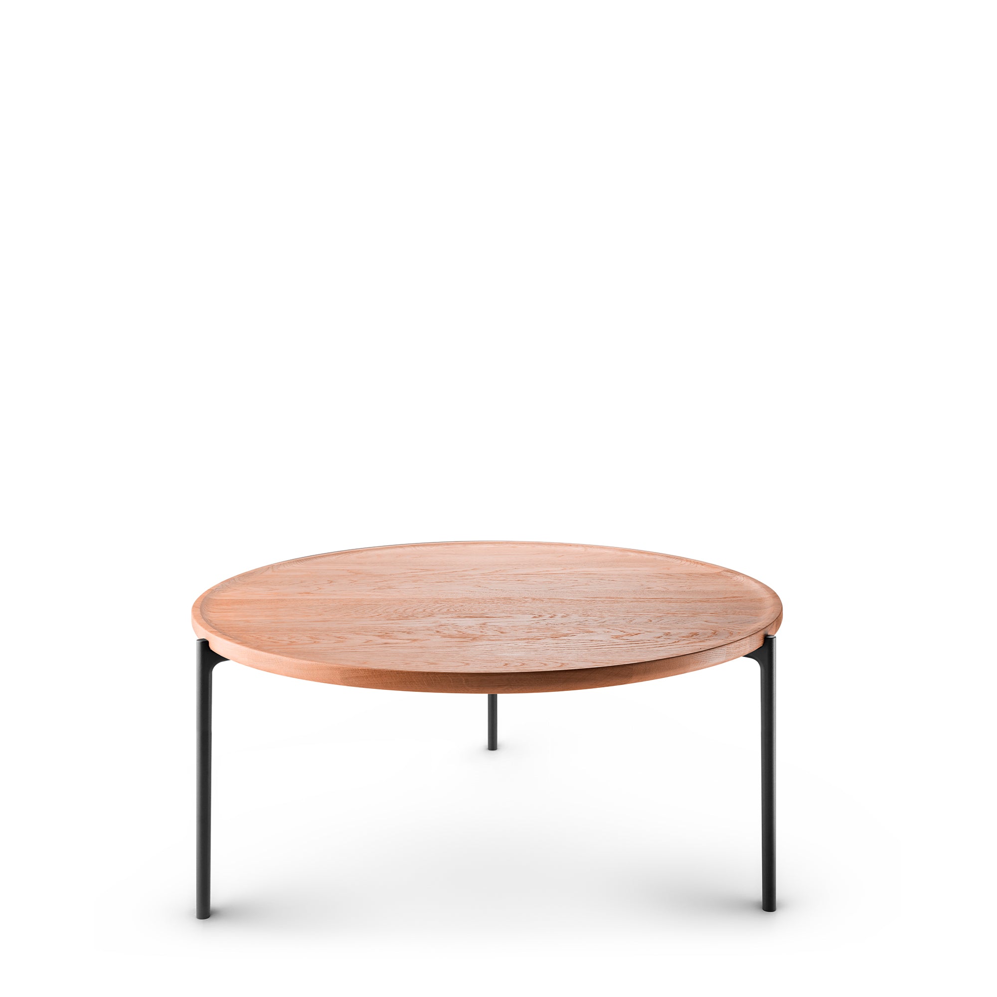 Round Side Table SAVOYE Natural Oak with Black Base
