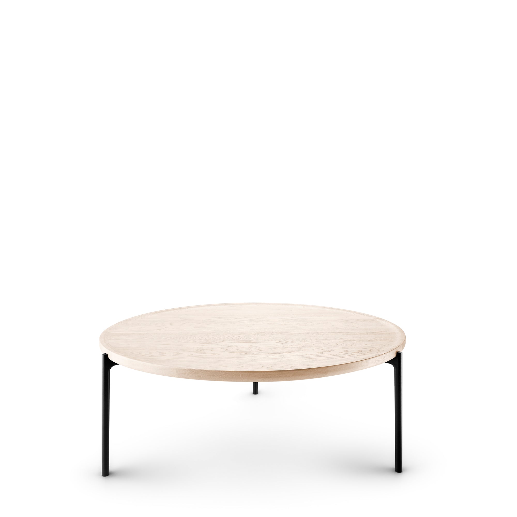 Round coffee table SAVOYE white oak with black base
