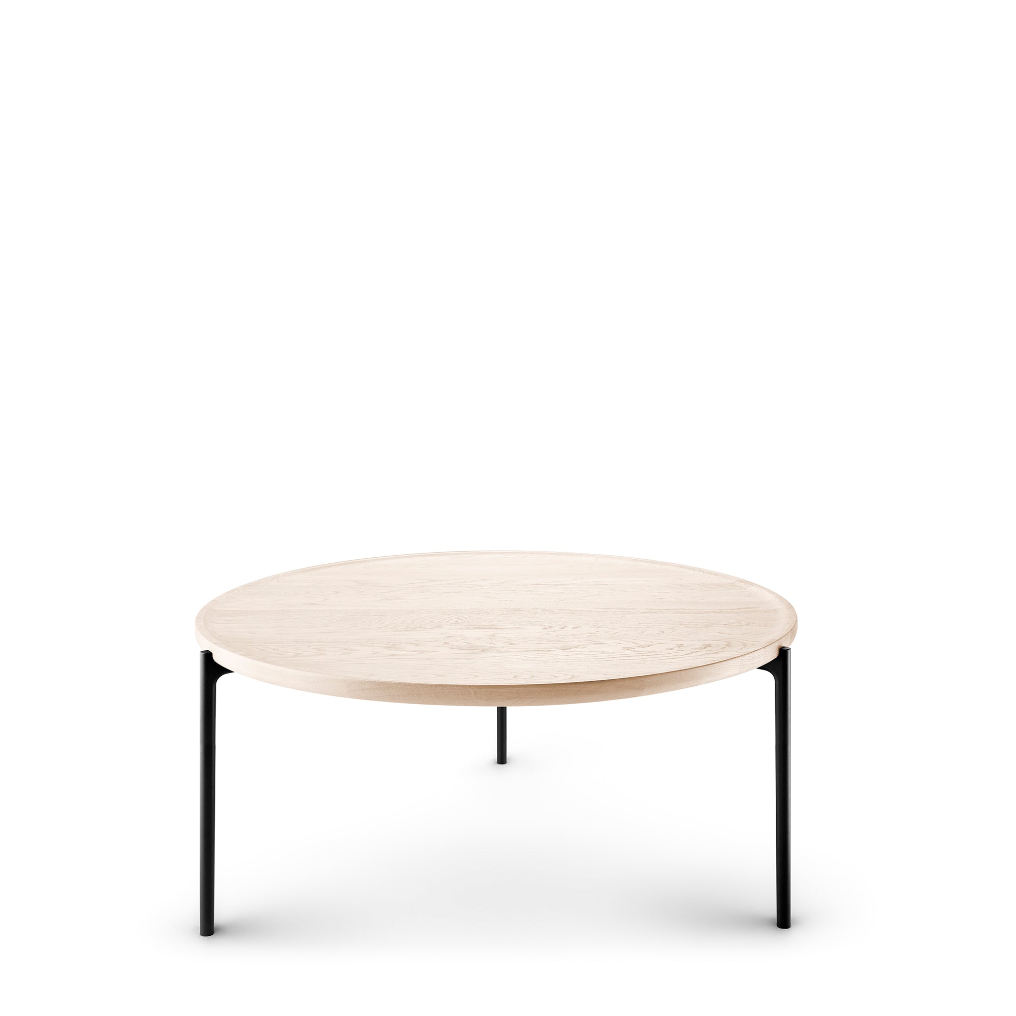 Round Side Table SAVOYE White Oak with Black Base