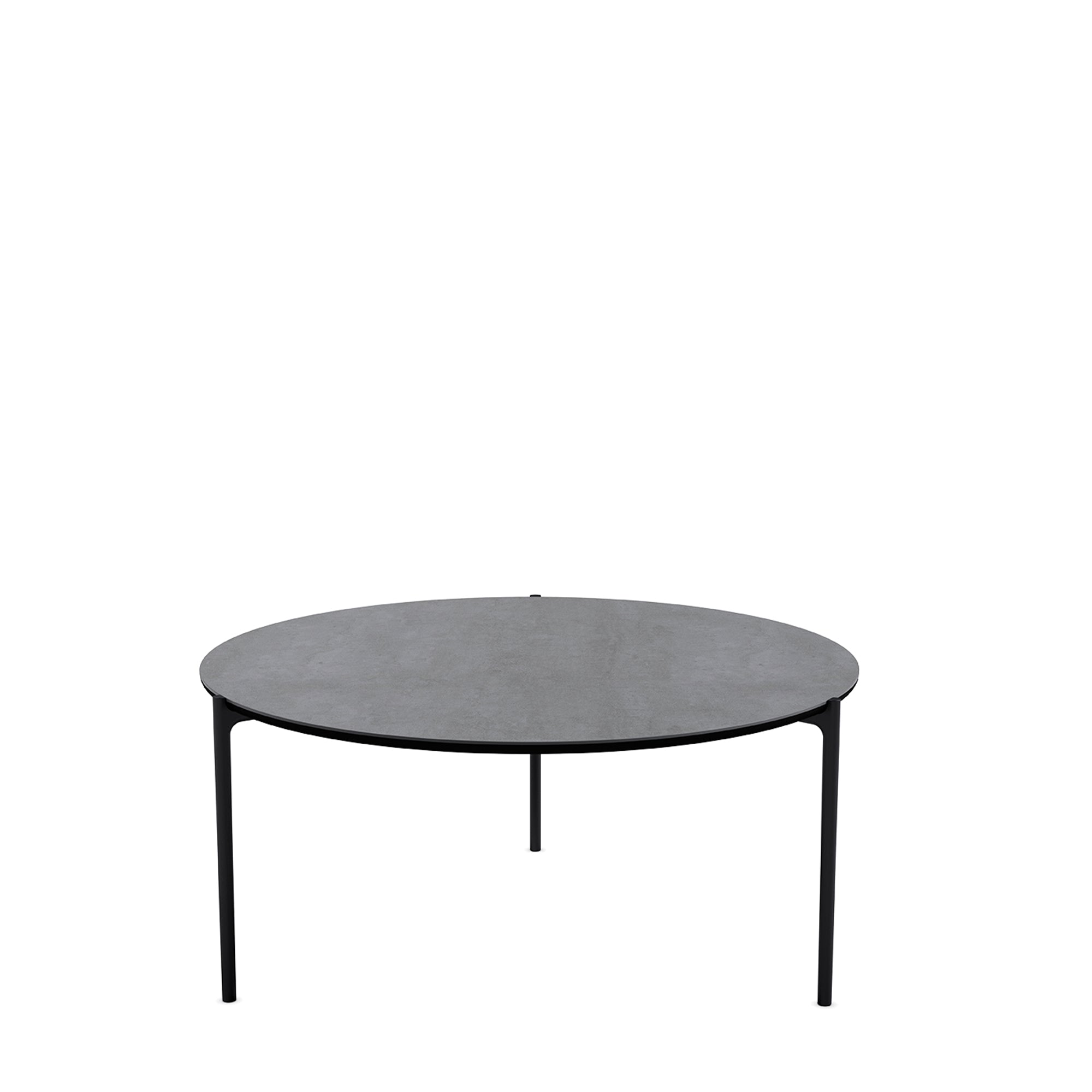Round Side Table SAVOYE Gray Ceramic with Black Base