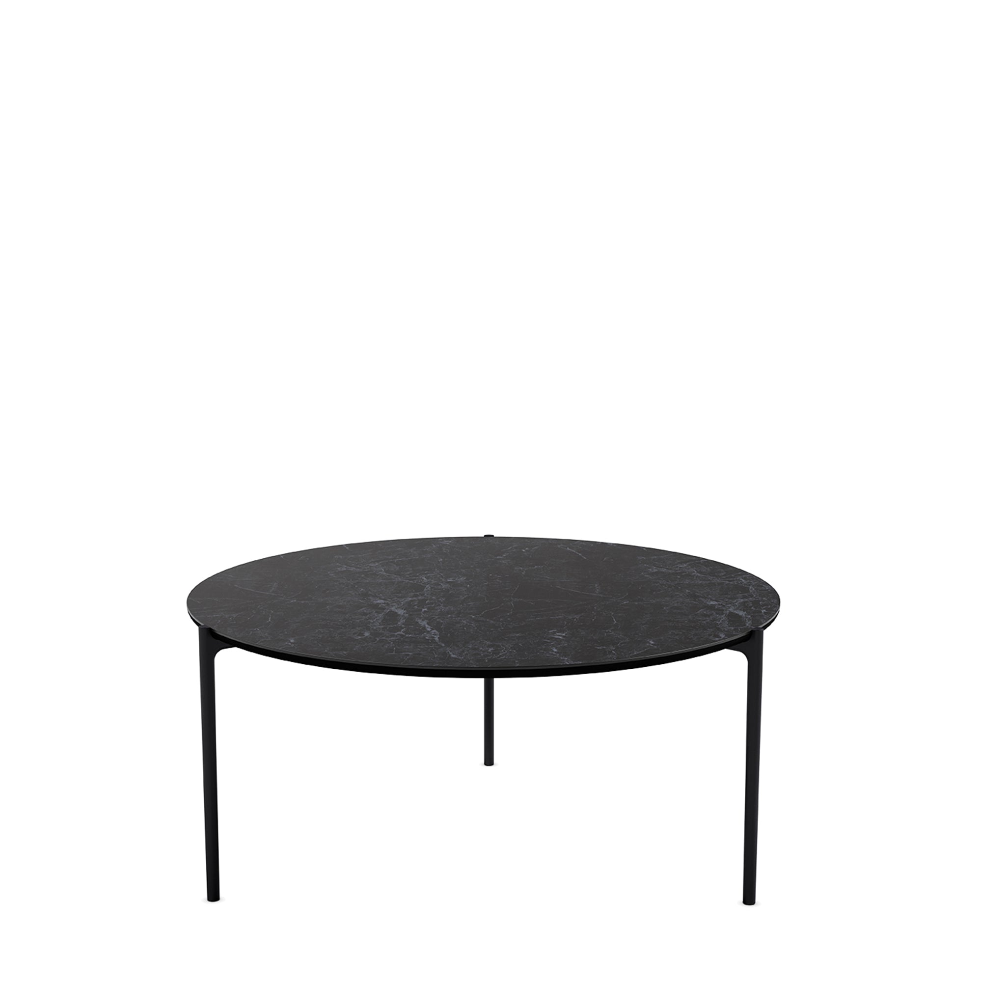 Round Side Table SAVOYE Black Ceramic with Black Base