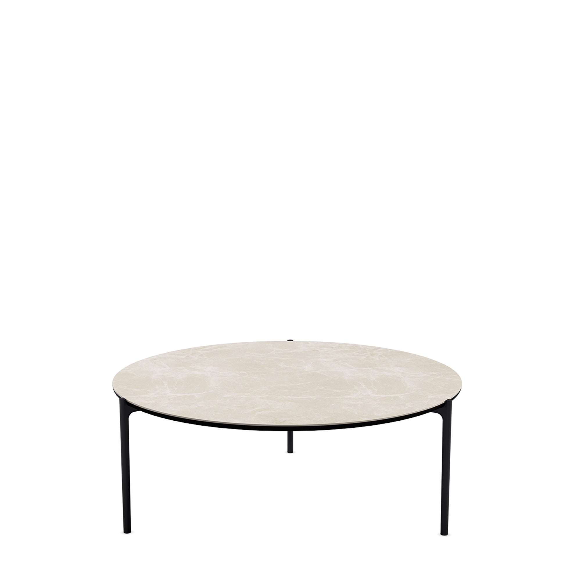 Round coffee table SAVOYE beige ceramic with black base