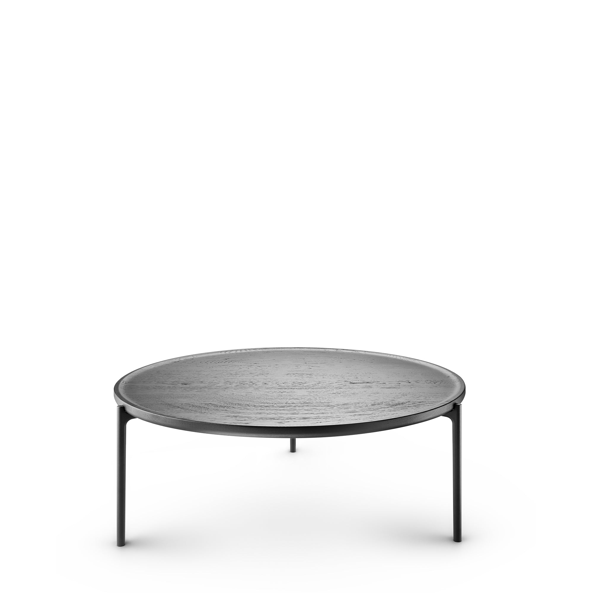 Round coffee table SAVOYE black oak with black base