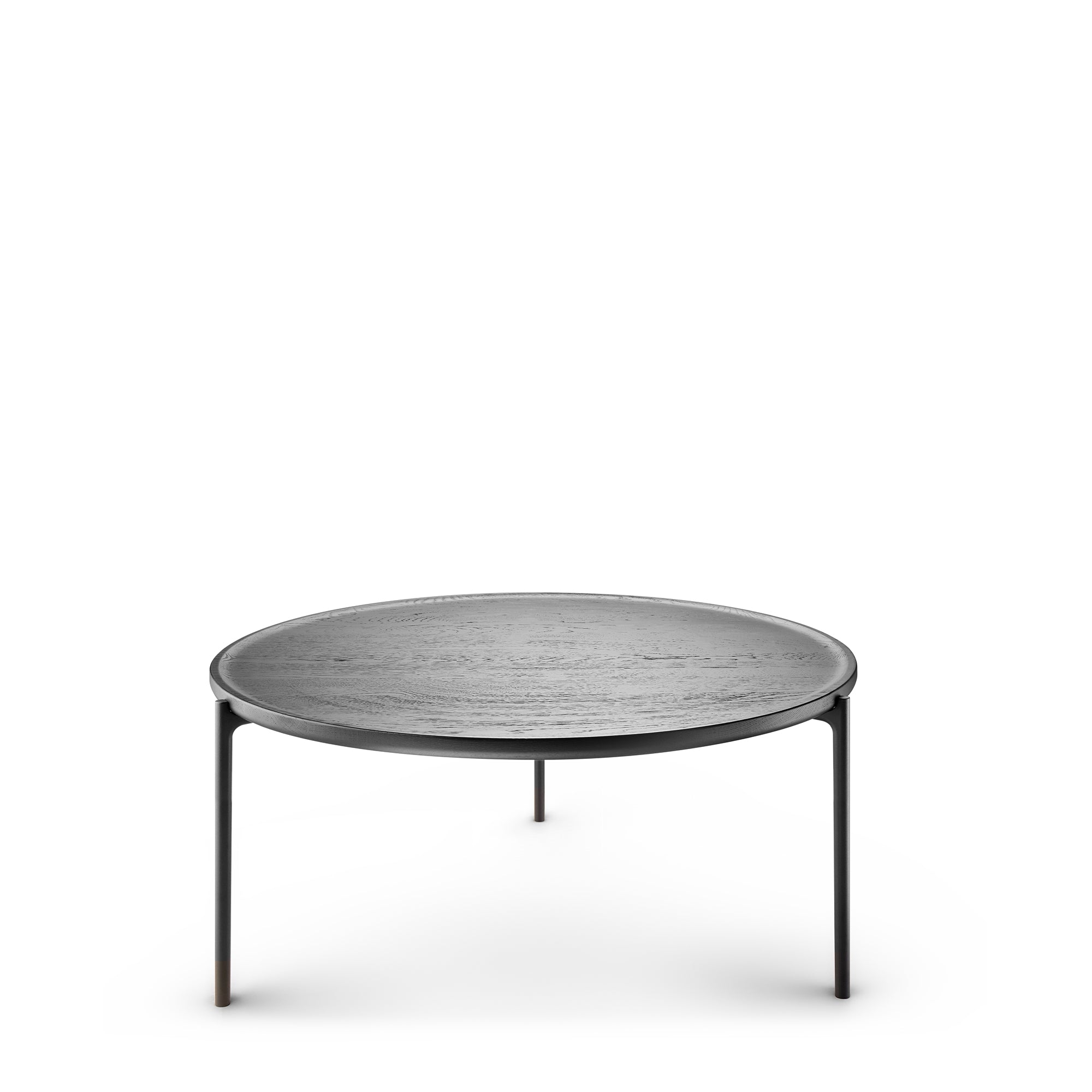 Round Side Table SAVOYE Black Oak with Black Base