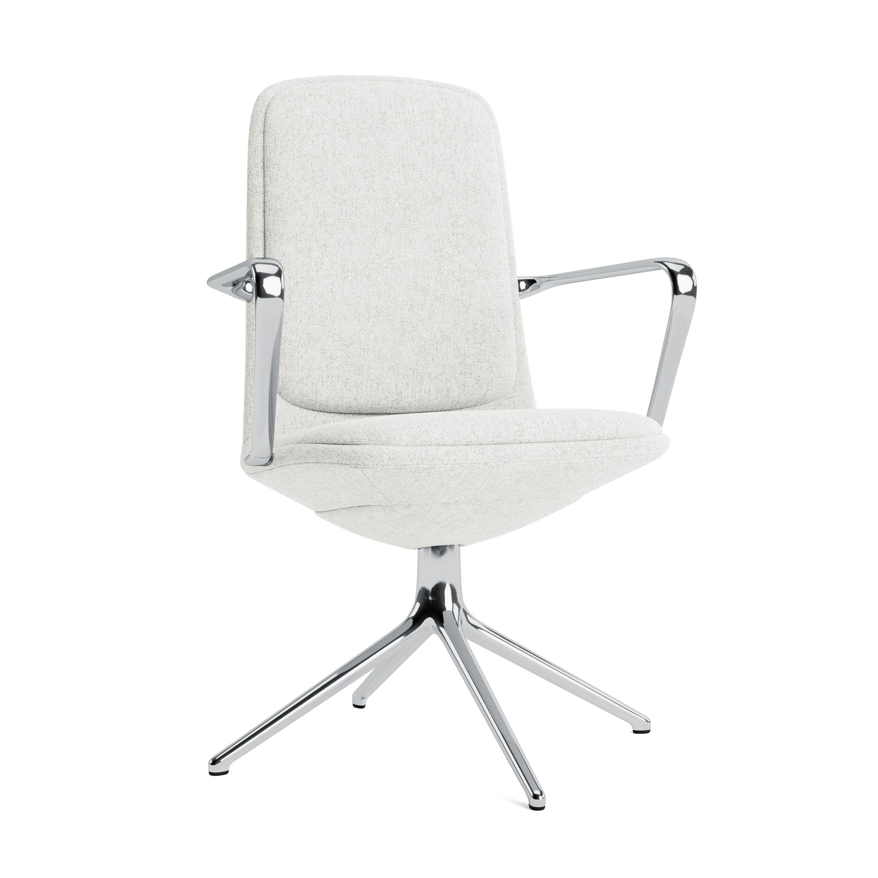 Upholstered office chair with off low 4L armrests with aluminum base